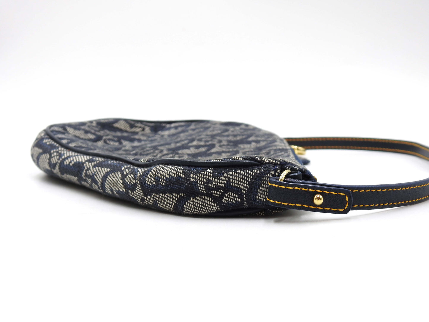 Christian Dior Trotter Saddle Pouch Shoulder Hand Bag Canvas Leather Navy