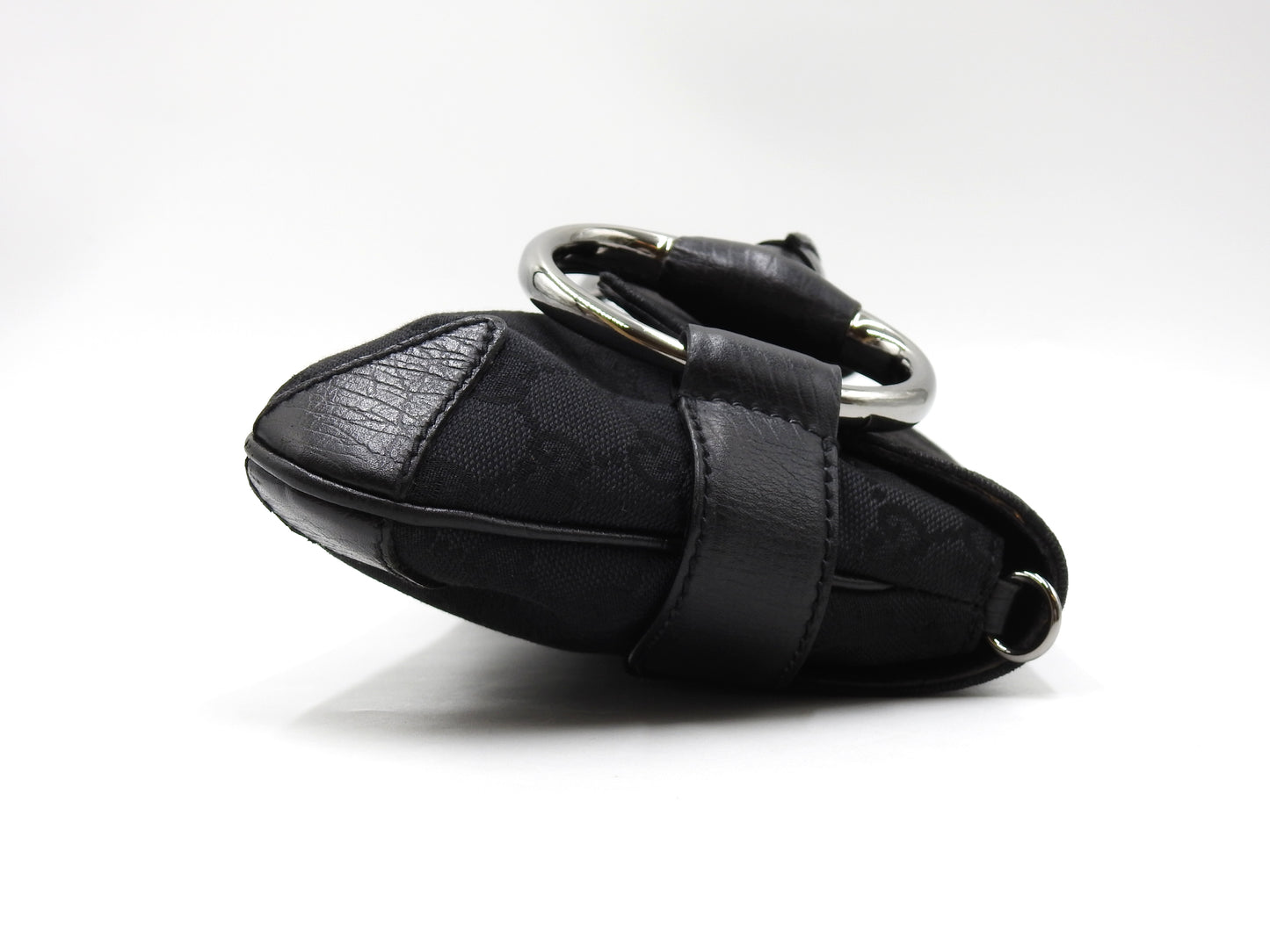 GUCCI GG Canvas Horsebit 2way Chain Clutch Hand Bag Leather Black 120134