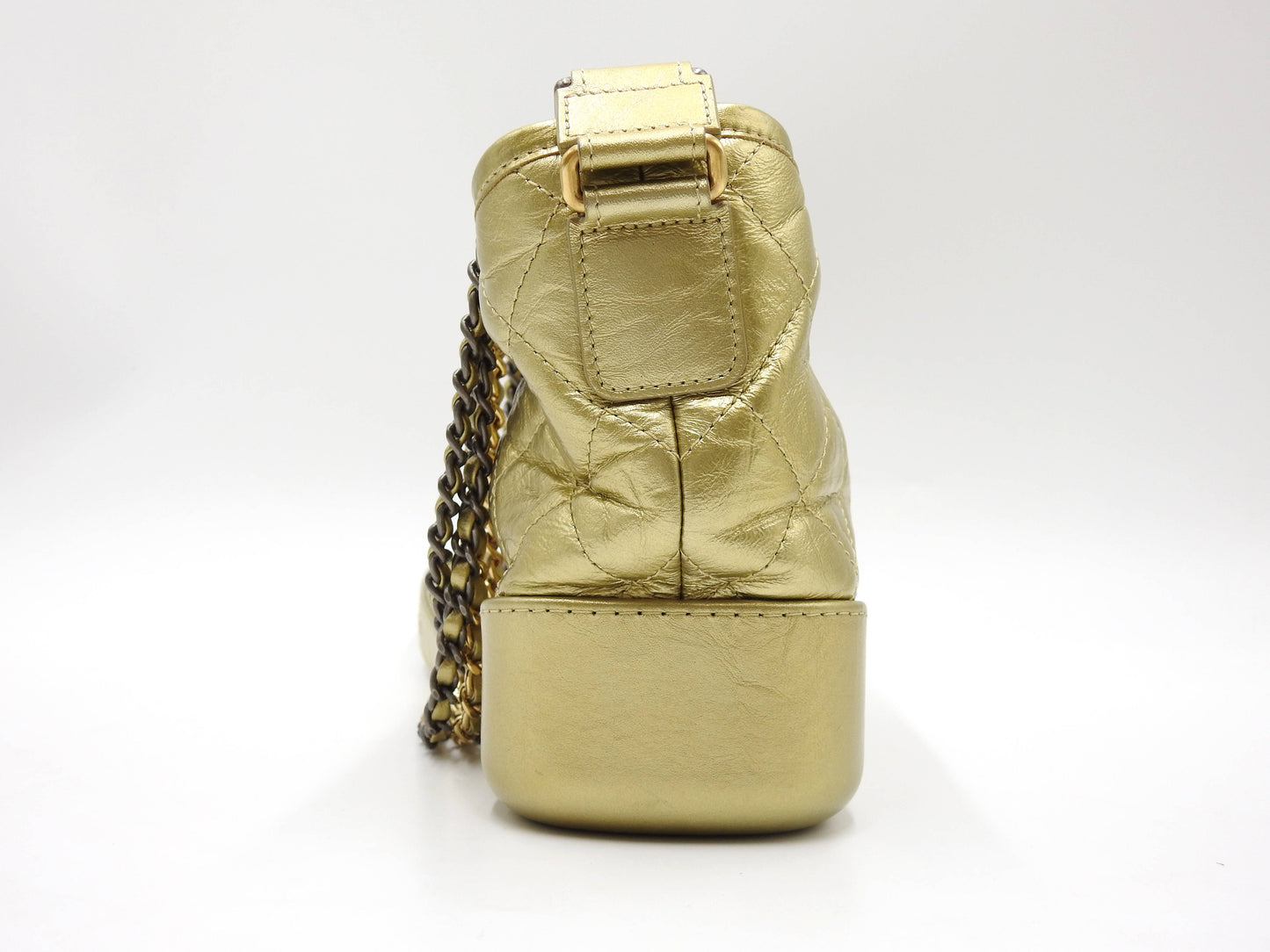 CHANEL Gabrielle De Small Hobo Chain Shoulder Bag Calfskin Gold A91810