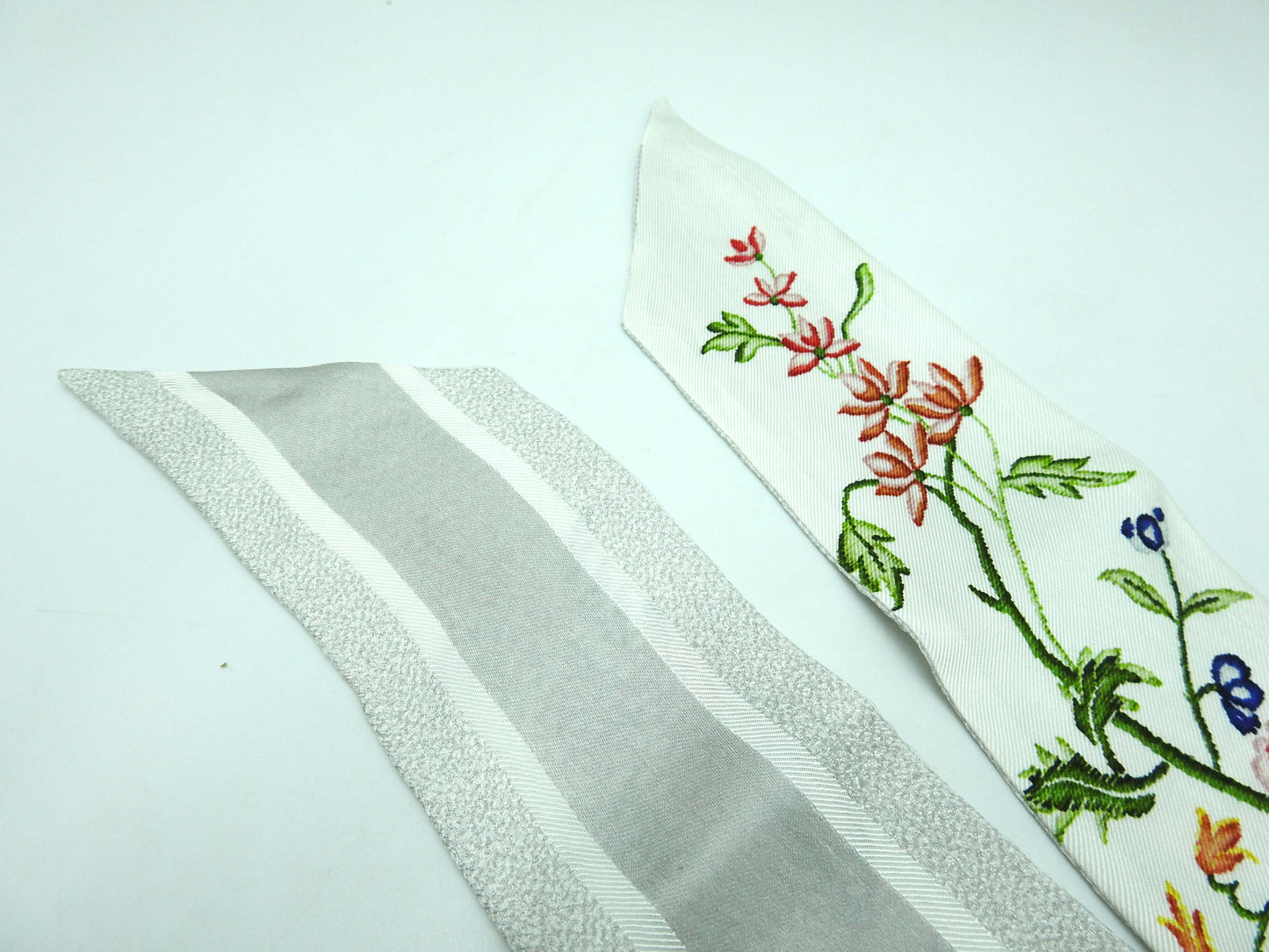 CHRISTIAN DIOR Mitzah Bandeau Scarf 100% Silk Gray White 32FLE106I602
