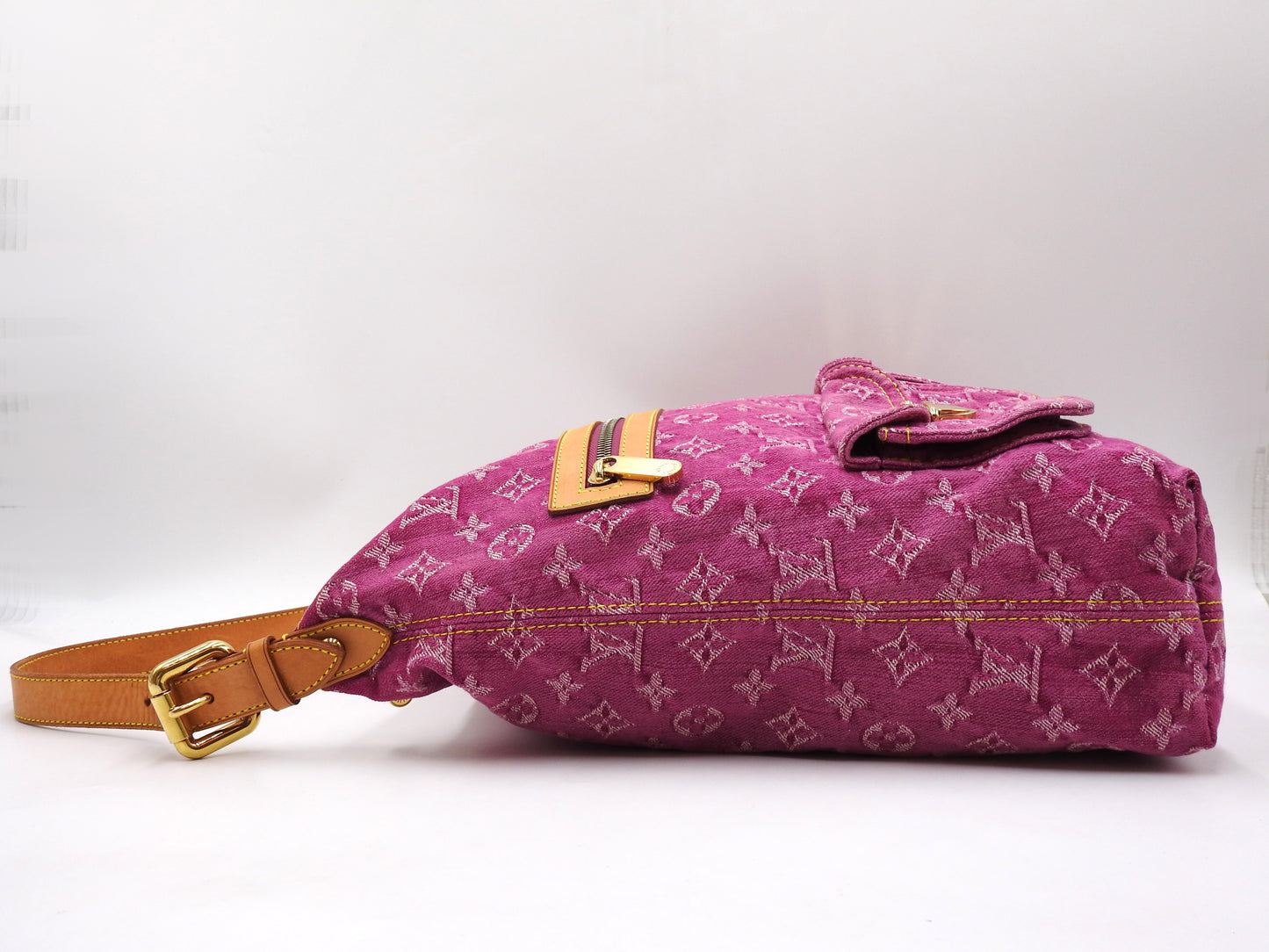 LOUIS VUITTON Baggy GM Monogram Denim Shoulder Bag Fuchsia Pink M95210