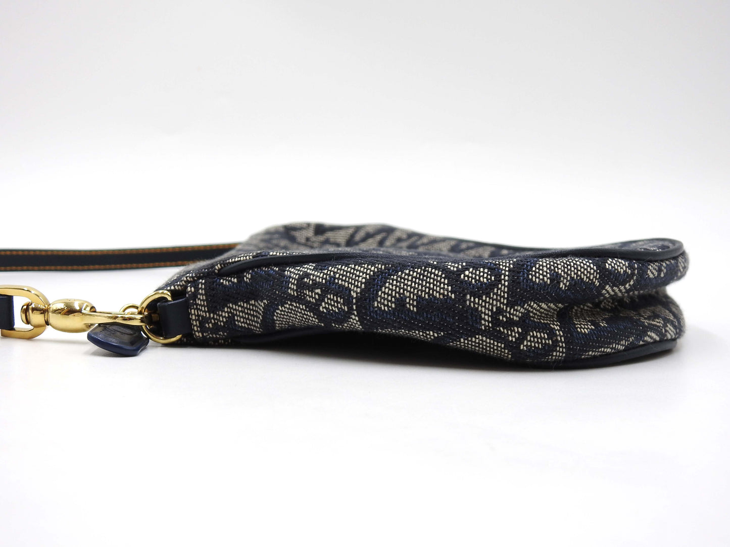 Christian Dior Trotter Saddle Pouch Shoulder Hand Bag Canvas Leather Navy