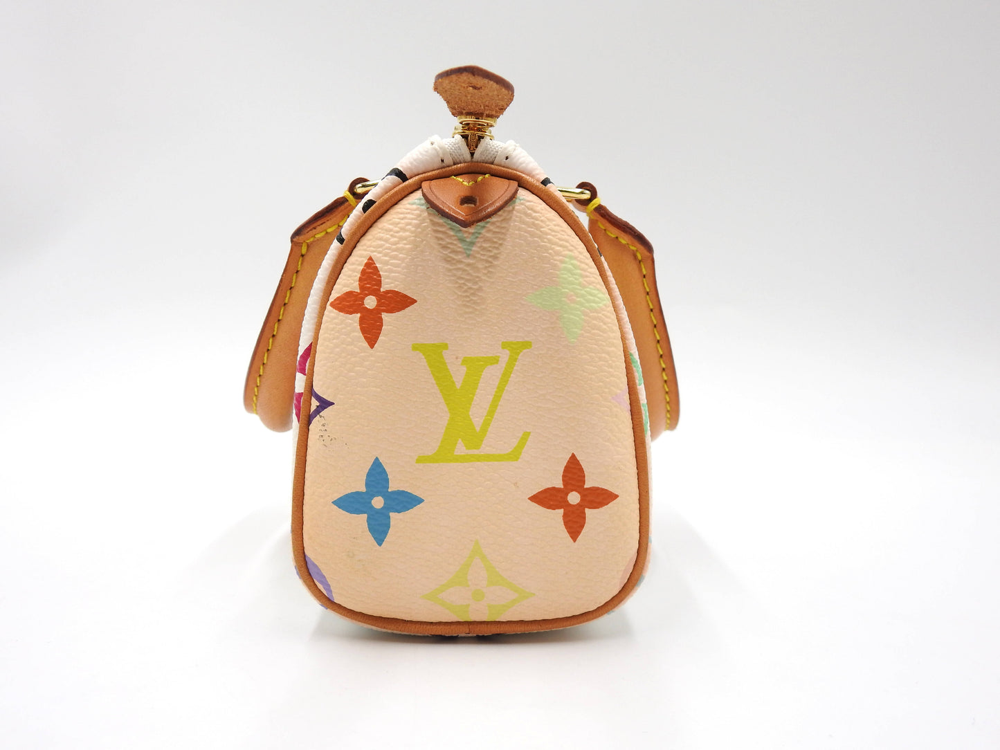LOUIS VUITTON Monogram Mini Speedy Hand Bag Multicolor Bron White M92645