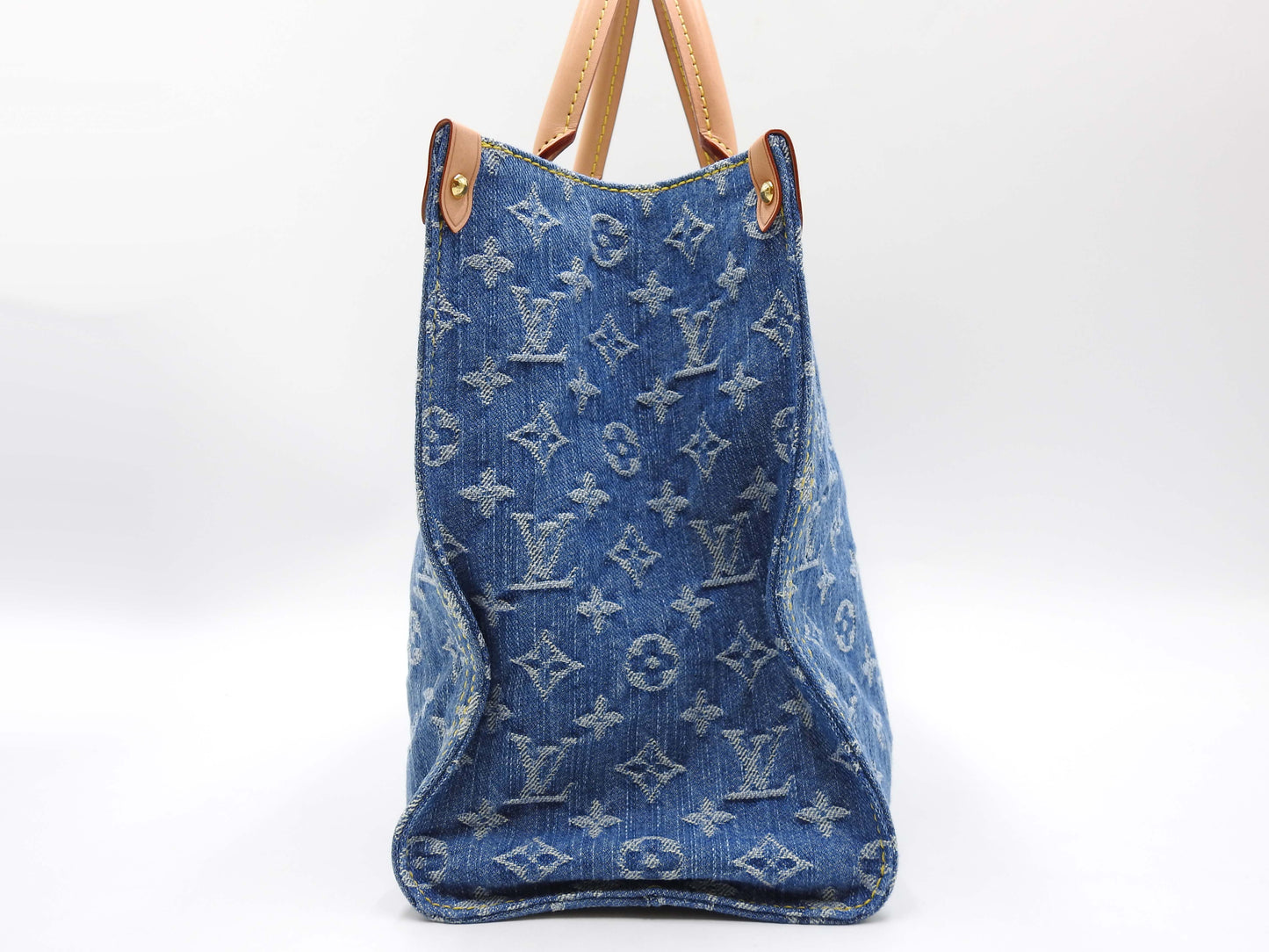 LOUIS VUITTON LV Remix Monogram Denim OnTheGo MM Shoulder Tote Bag M46871