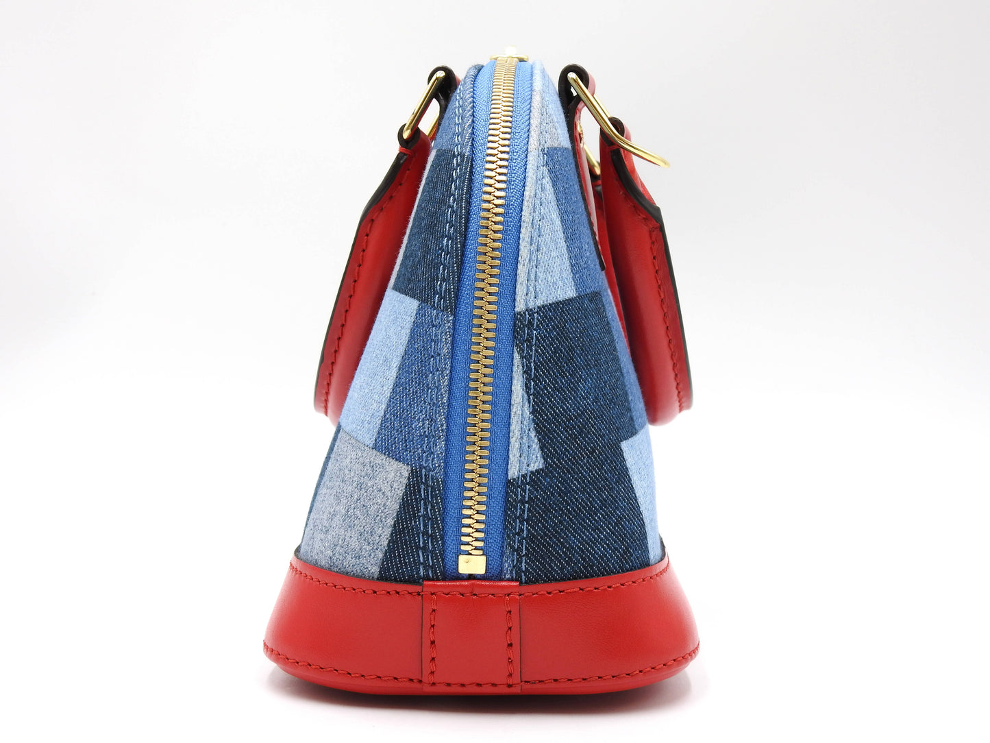 LOUIS VUITTON Monogram Denim Alma BB Shoulder Hand Bag Blue Red M45042