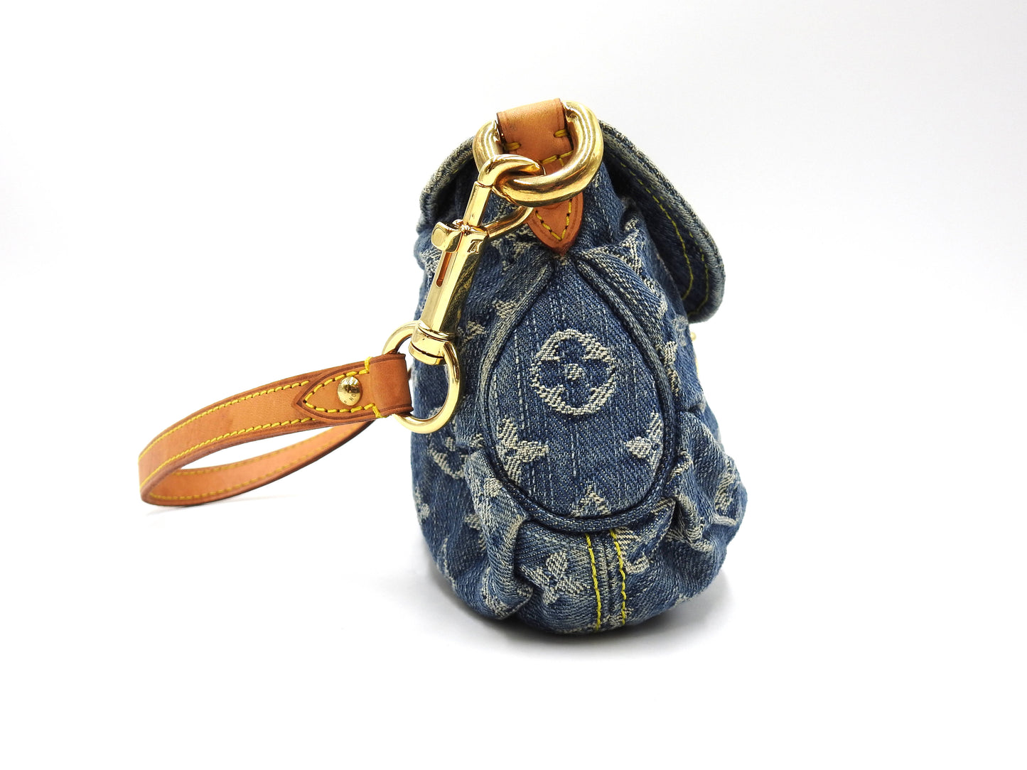 LOUIS VUITTON Mini Pleaty Monogram Denim Shoulder Hand Bag Blue M95050