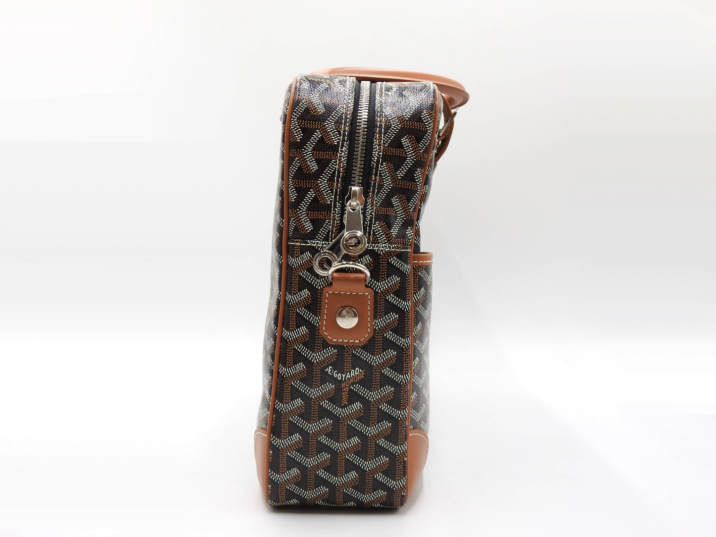 GOYARD AMBASSADE NV2 Business Bag PVC Canvas Leather Black Brown