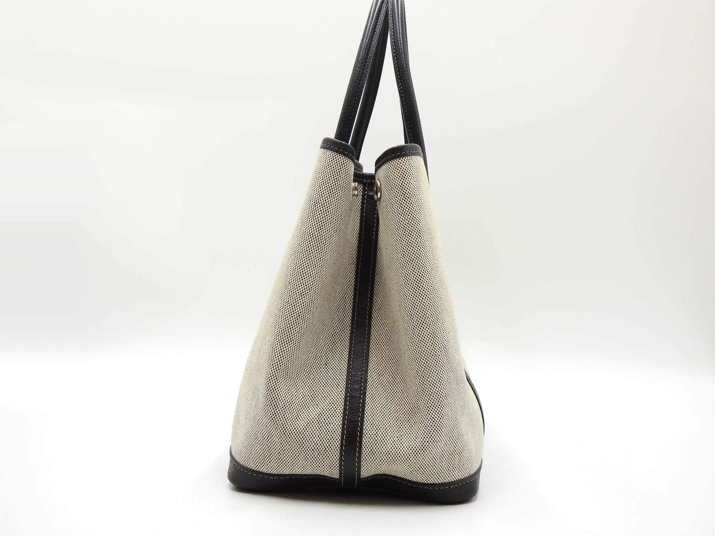 HERMES Garden Party PM Tote Bag Gray Black Toile H Buffle Leather □H
