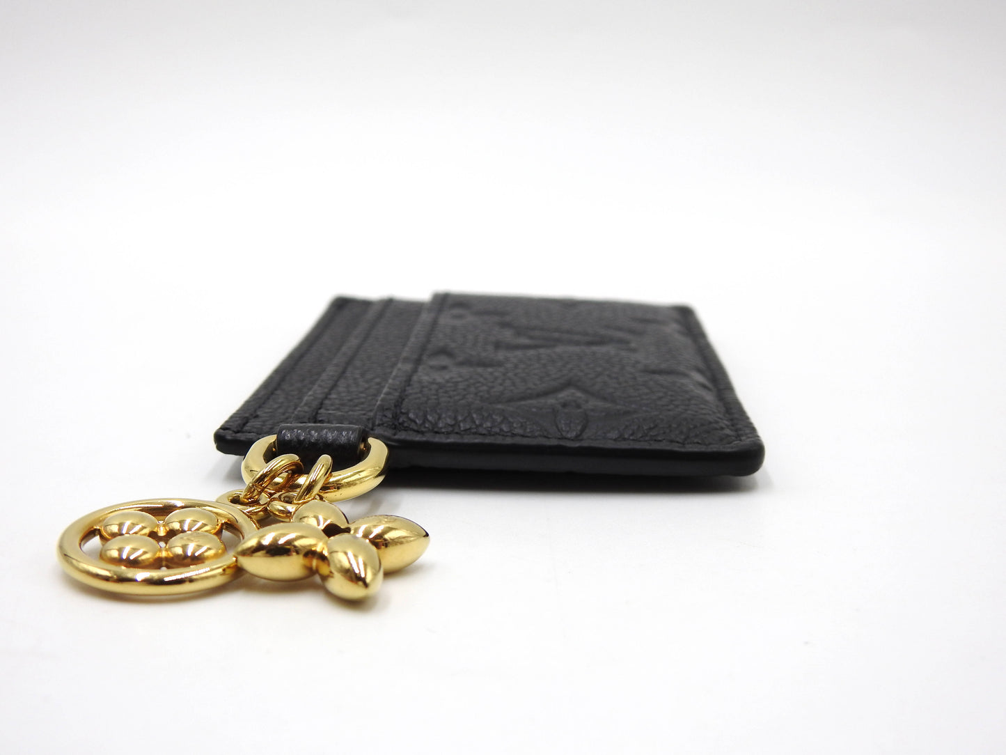 LOUIS VUITTON Monogram Empreinte LV Charm Card Holder Case Black M82132