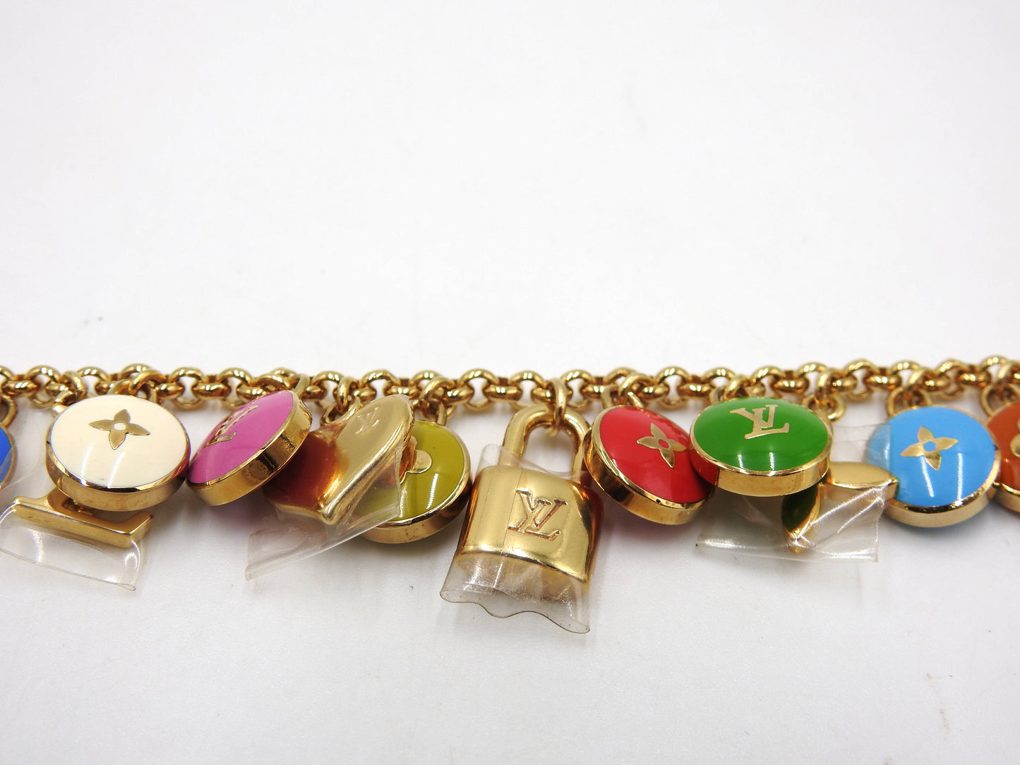 LOUIS VUITTON Porte Cles Chaine Pastille Bag Charm Key Holder Gold M65380