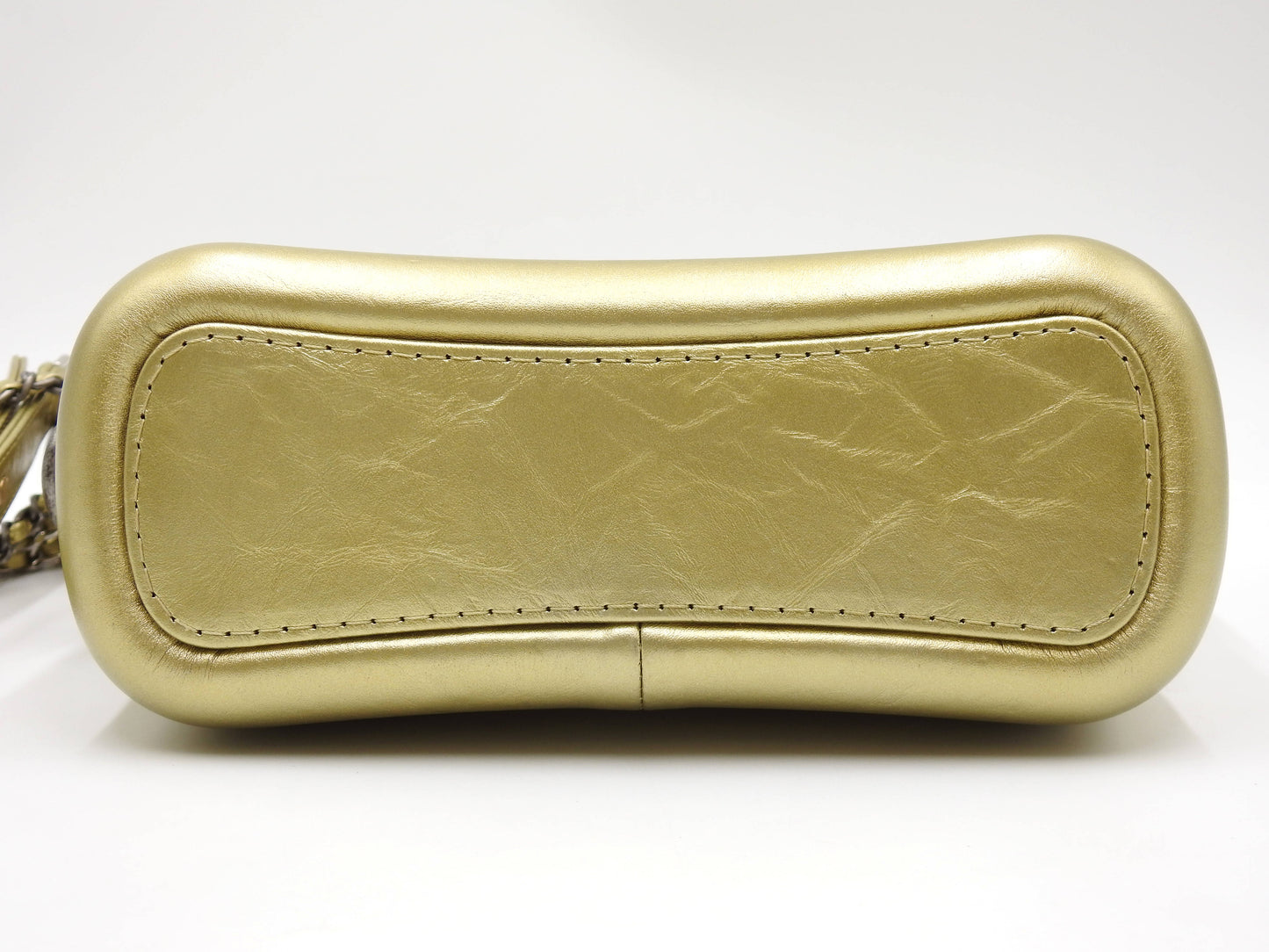 CHANEL Gabrielle De Small Hobo Chain Shoulder Bag Calfskin Gold A91810