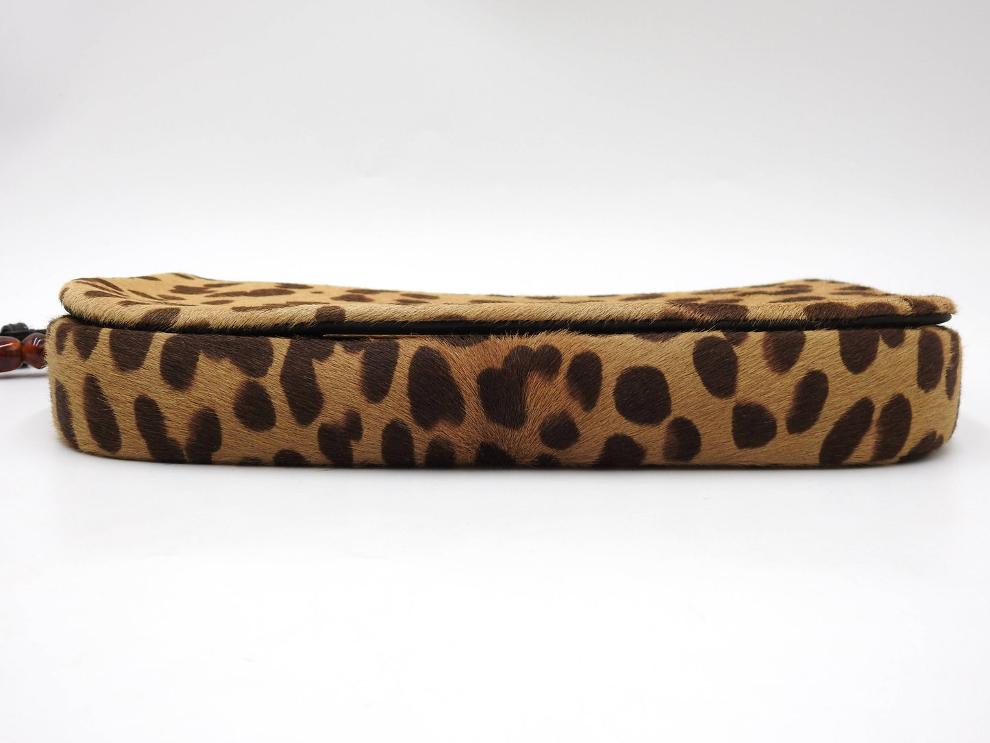 Christian Dior Malice Pearl Shoulder Bag Leather Leopard Brown Gold