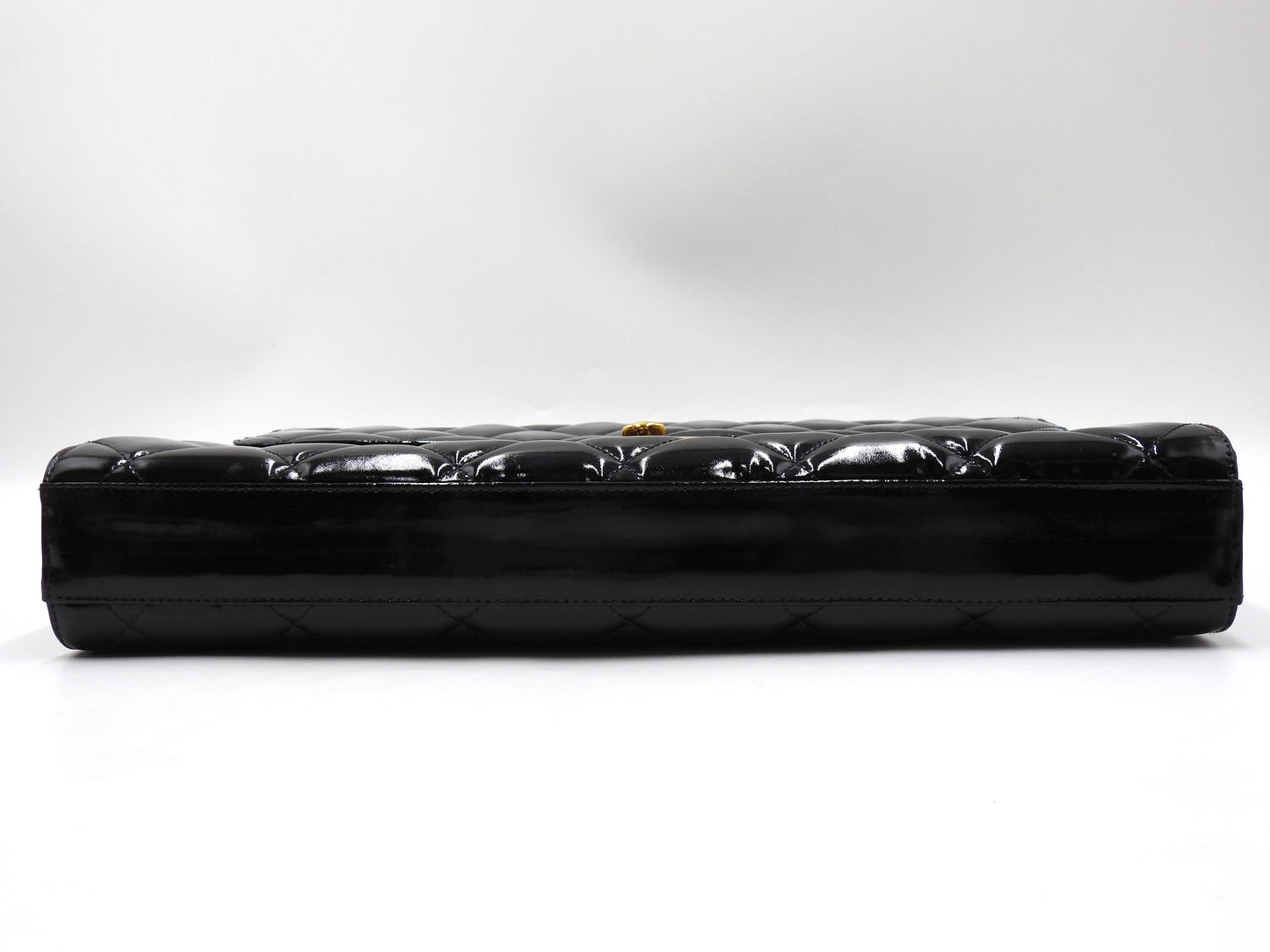 CHANEL CC Matelasse Briefcase Business Bag Enamel Patent Leather Black