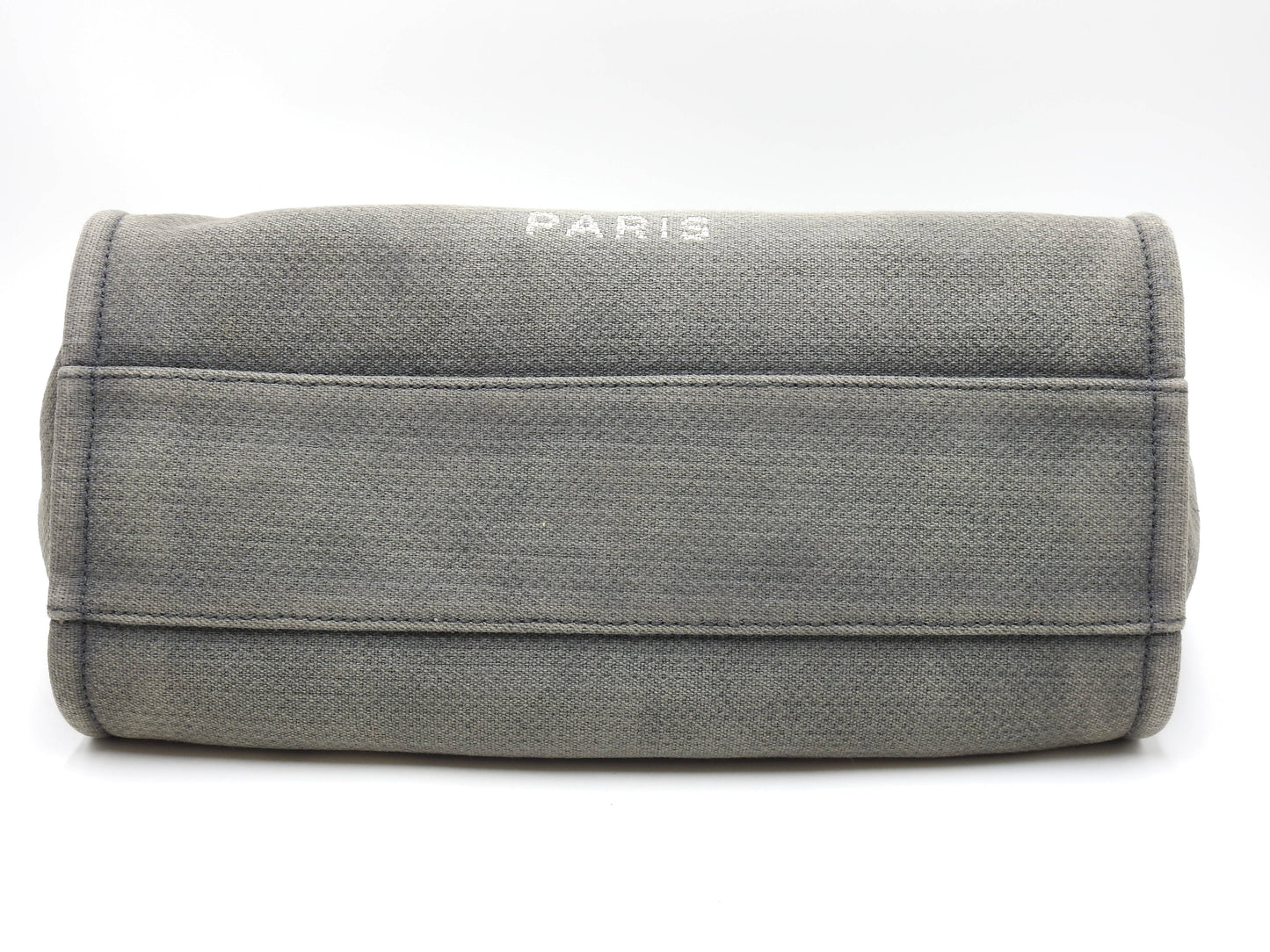 Chanel Deauville MM Tote Bag Shoulder Bag Canvas Gray Silver A67001