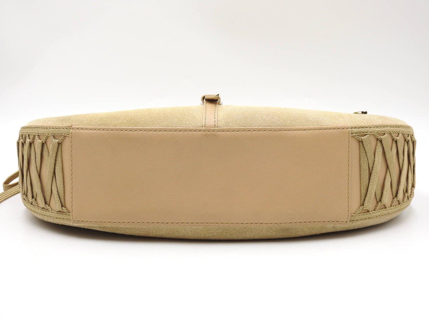 Christian Dior Admit It Lace-Up Hobo One Shoulder Bag Suede Leather Beige