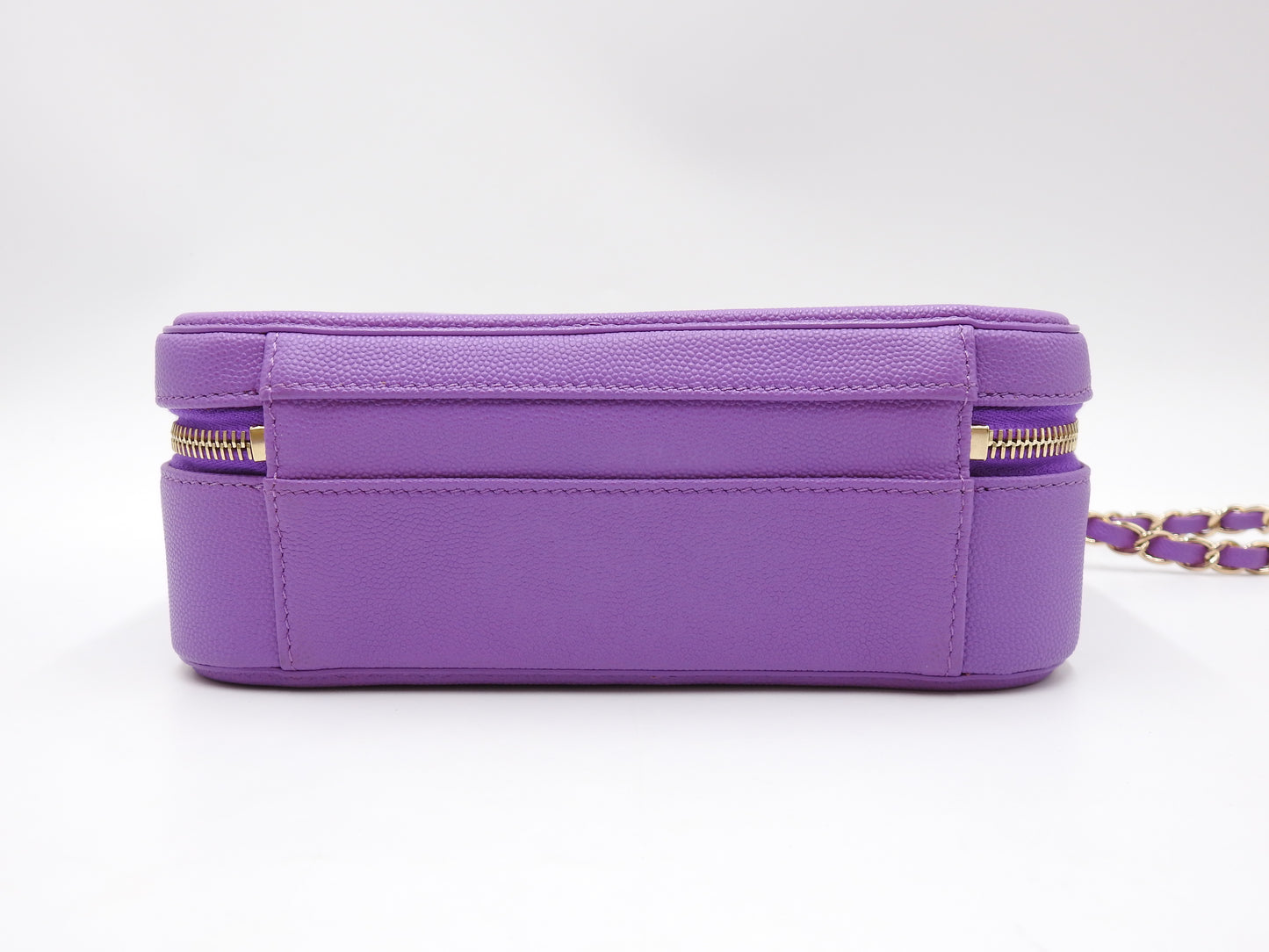 CHANEL CC Filigree Matelasse Shoulder Vanity Bag Caviarskin Purple A93343