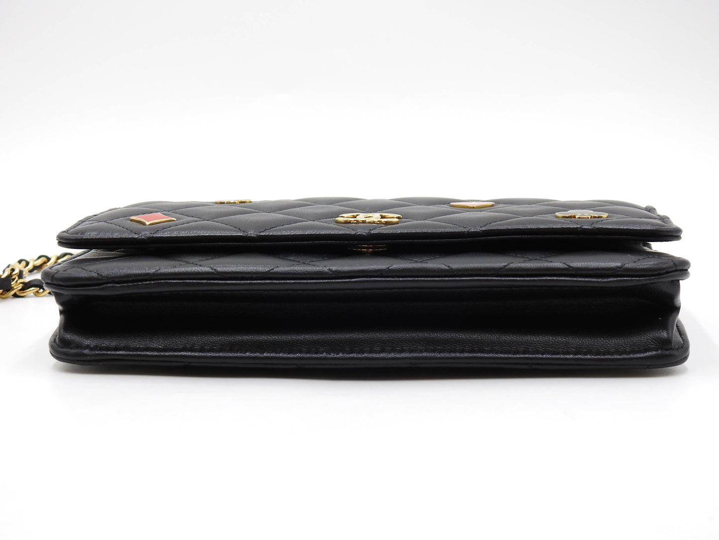 CHANEL CC Matelasse Casino Wallet On Chain Shoulder Bag Lambskin Black