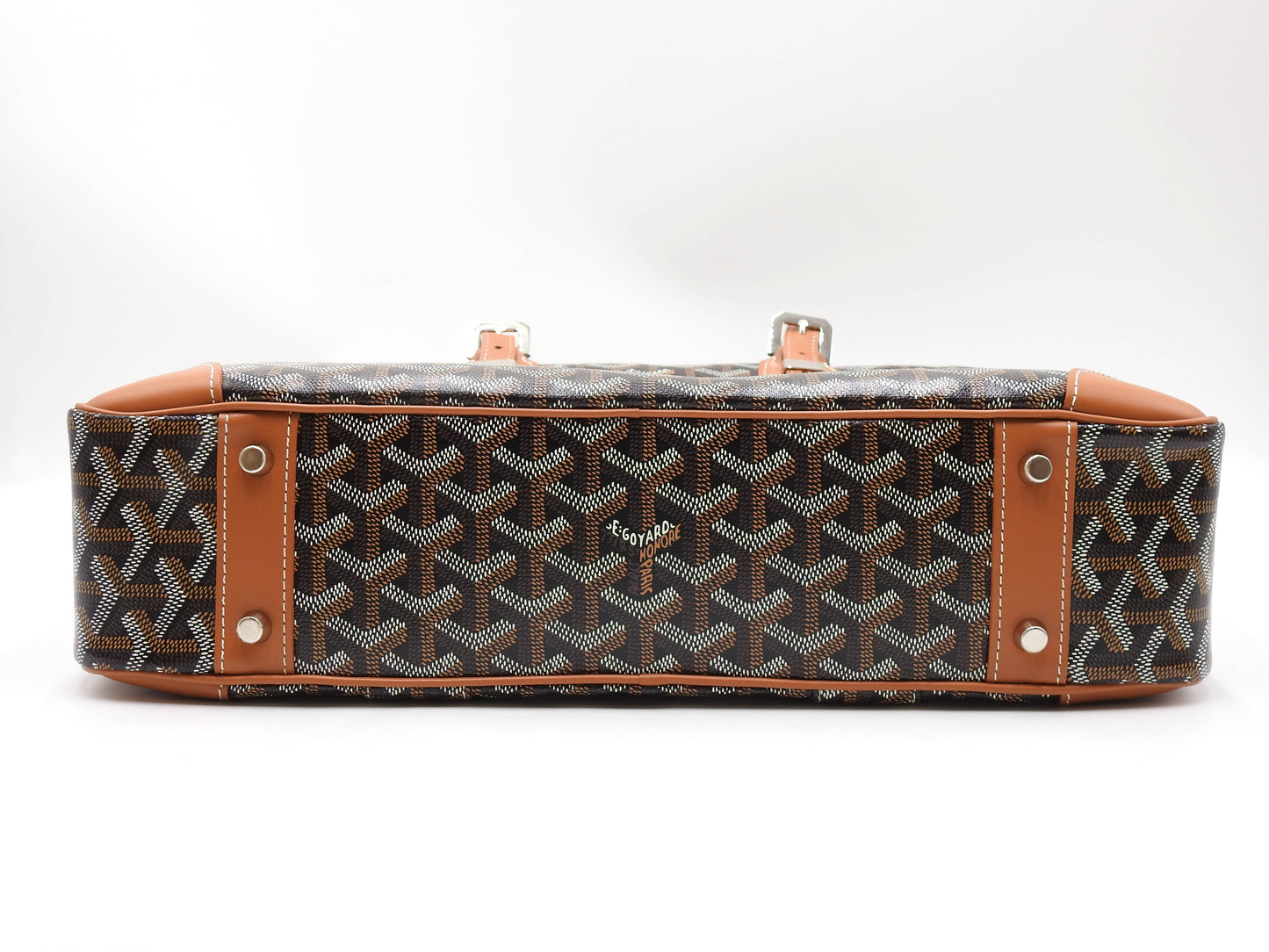 GOYARD AMBASSADE NV2 Business Bag PVC Canvas Leather Black Brown