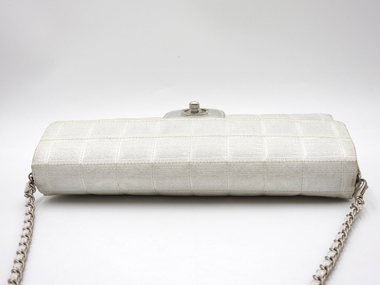 CHANEL New Travel Line Chocolate Bar Chain Shoulder Bag Silver A15316