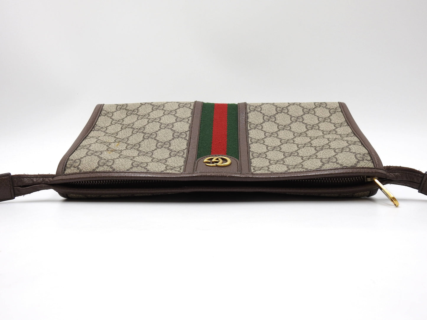 GUCCI Ophidia Web GG Supreme Toiletry Pouch Clutch Bag Beige Brown 598234