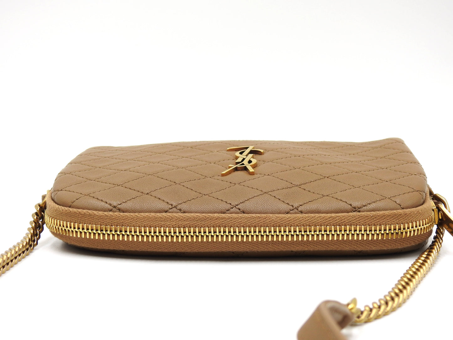 SAINT LAURENT PARIS Gaby Chain Pouch Shoulder Bag Leather Brown 733667