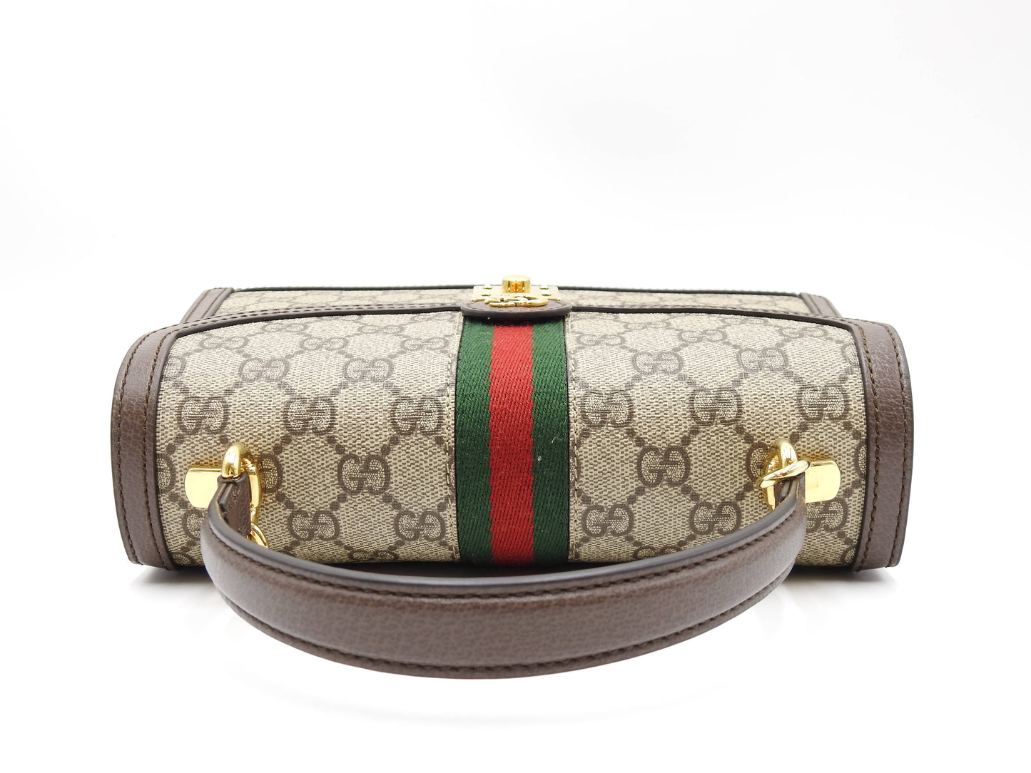 GUCCI Ophidia Web Top Handle 2way Shoulder Hand Bag Beige Brown 651055