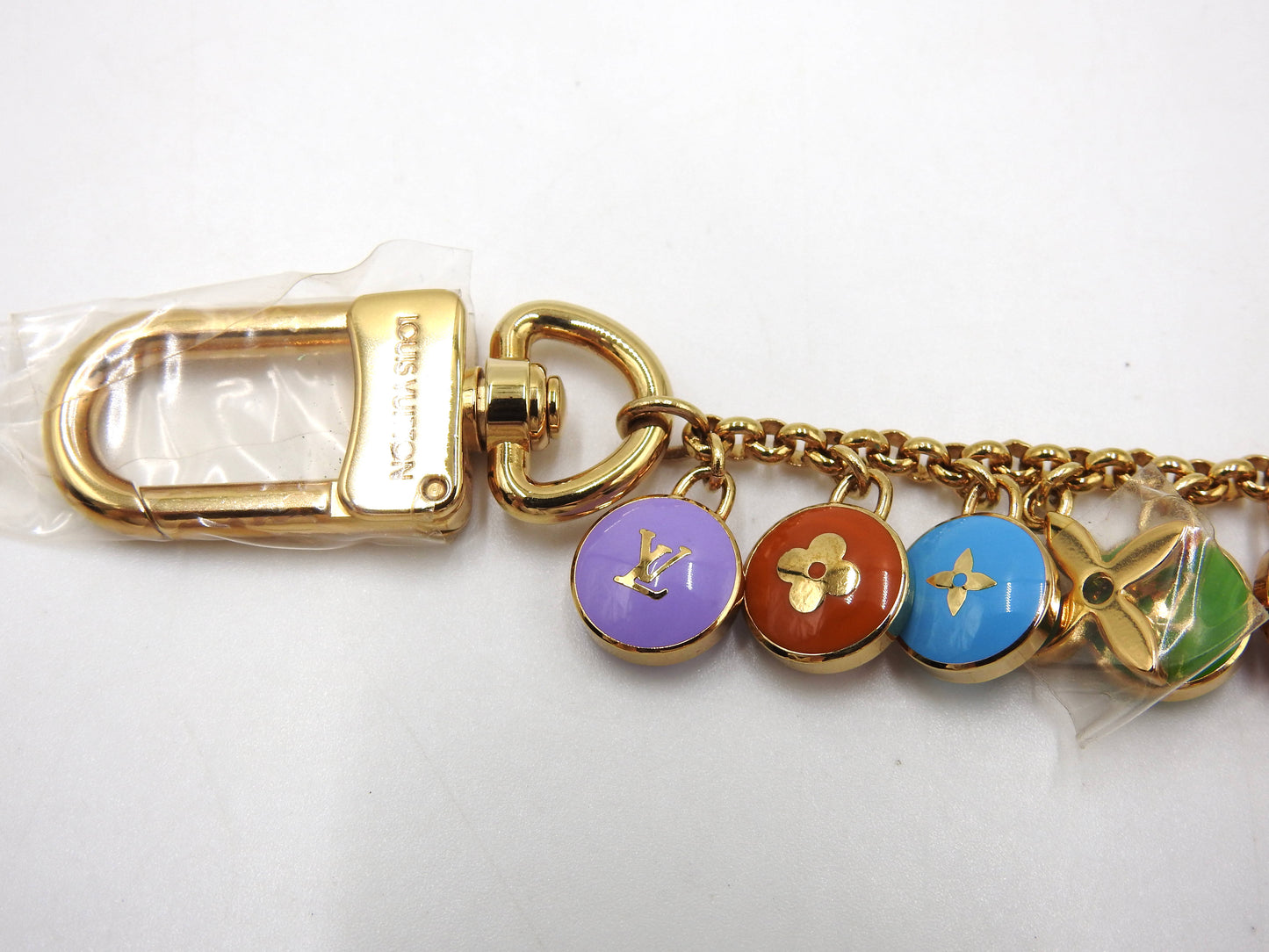 LOUIS VUITTON Porte Cles Chaine Pastille Bag Charm Key Holder Gold M65380