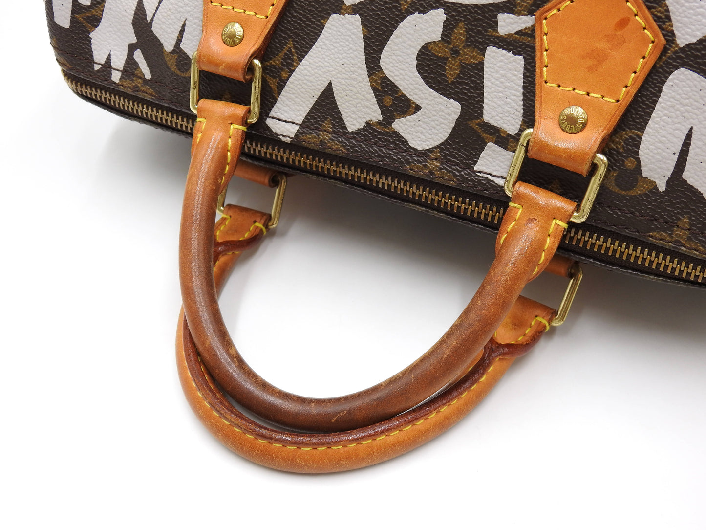LOUIS VUITTON Monogram Graffiti Speedy 30 Hand Bag Boston Bag White M92195
