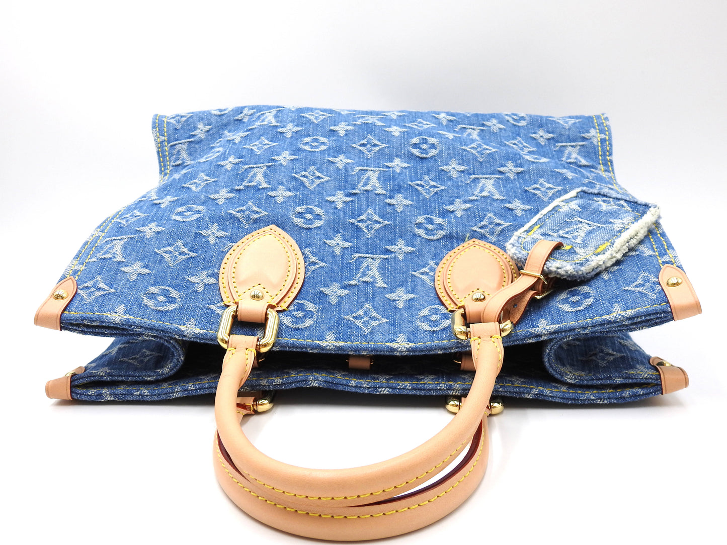 LOUIS VUITTON LV Remix Monogram Denim OnTheGo MM Shoulder Tote Bag M46871