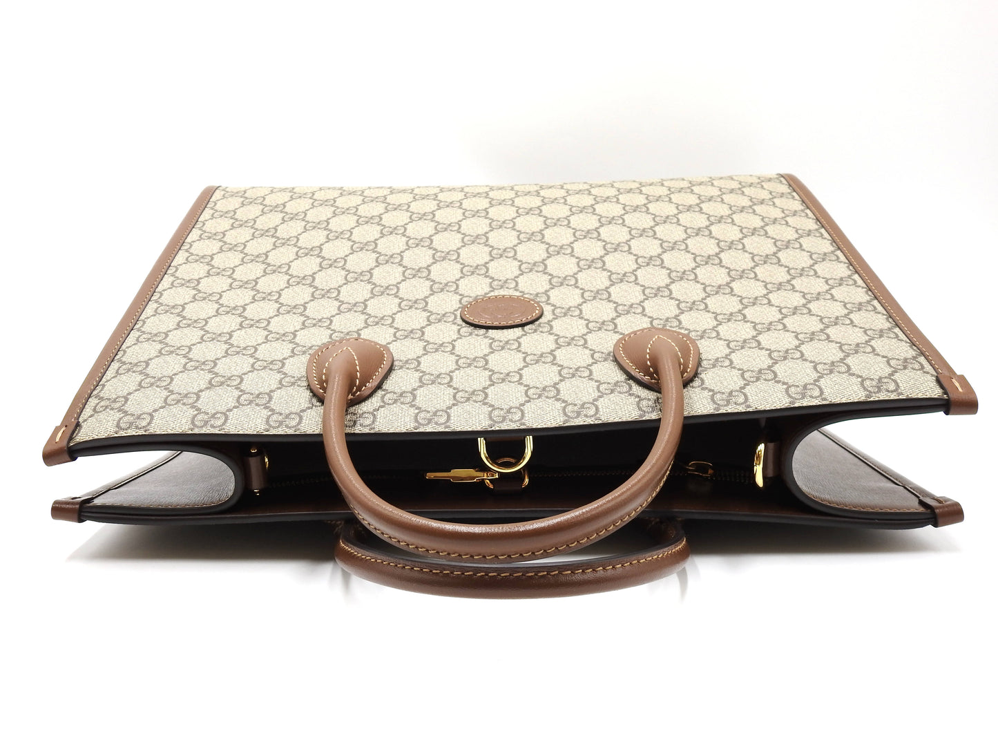 GUCCI Interlocking GG Supreme Medium 2way Tote Bag Beige Brown 674148