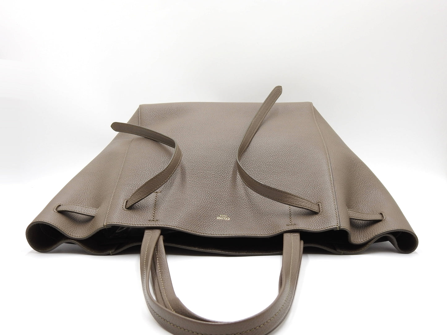 CELINE Cabas Phantom Small Tote Shoulder Bag Calf Leather Gray 189023