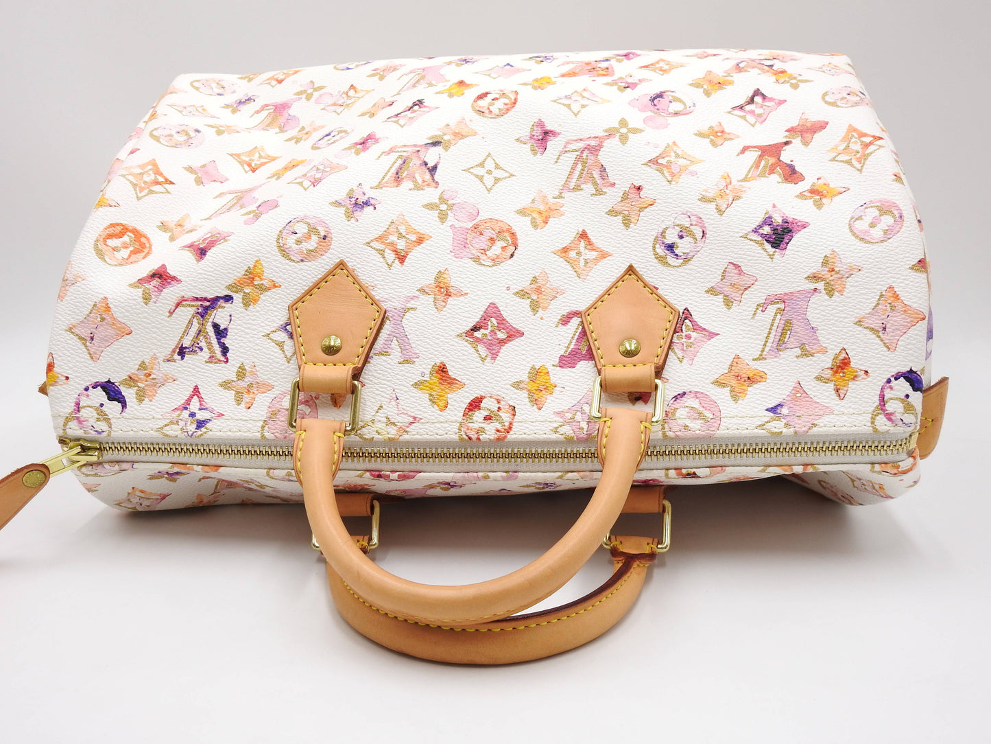 LOUIS VUITTON Watercolor Monogram Speedy 35 White Boston Hand Bag M95752