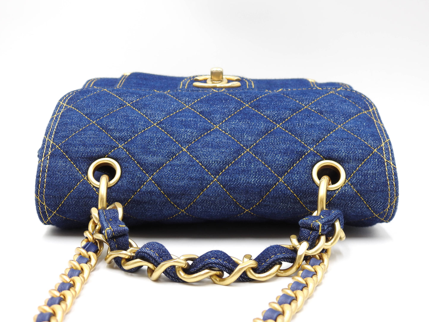 CHANEL Matelasse Double You Flap 2way Chain Shoulder Hand Bag Denim AS4051