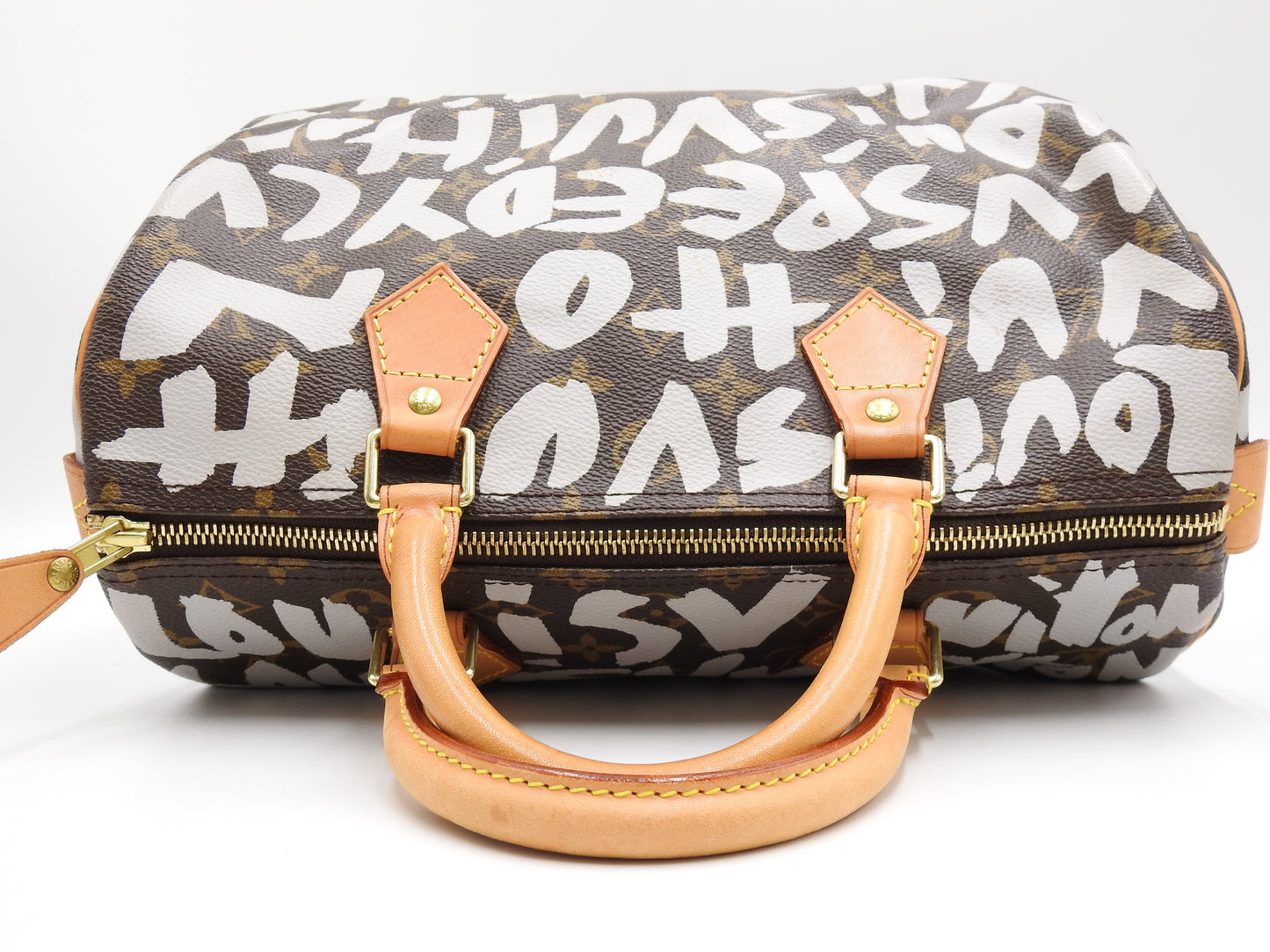 LOUIS VUITTON Monogram Graffiti Speedy 30 Hand Bag Boston Bag White M92195