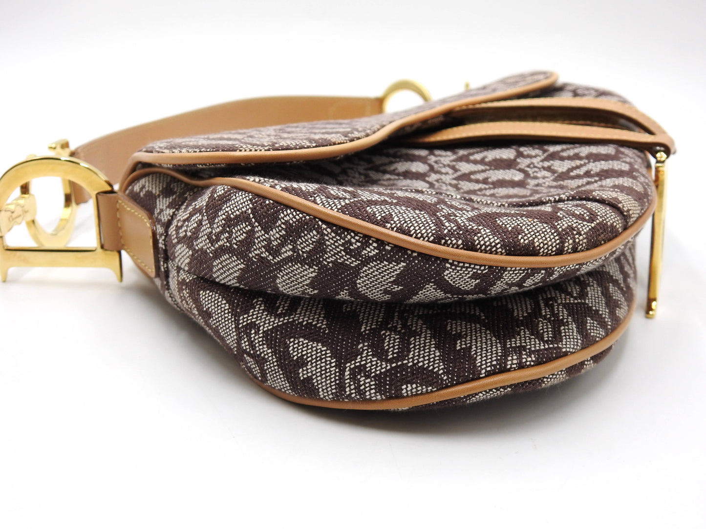 Christian Dior Trotter Oblique Saddle Bag Shoulder Hand Bag Canvas Brown