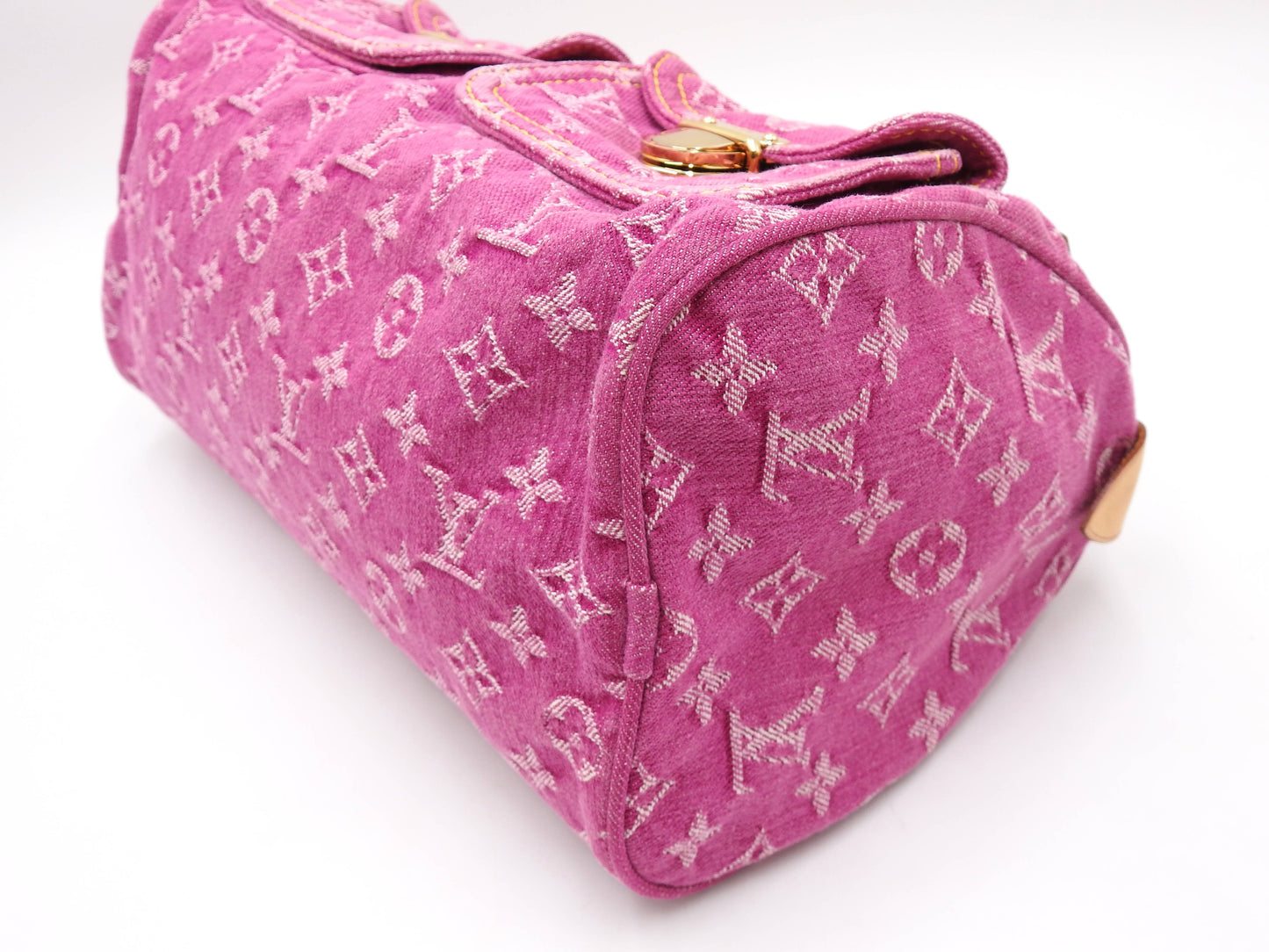 LOUIS VUITTON Monogram Denim Neo Speedy Boston Hand Bag Pink M95214