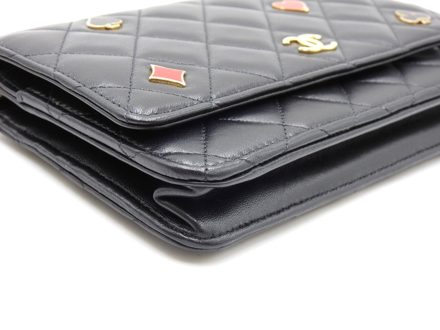 CHANEL CC Matelasse Casino Wallet On Chain Shoulder Bag Lambskin Black