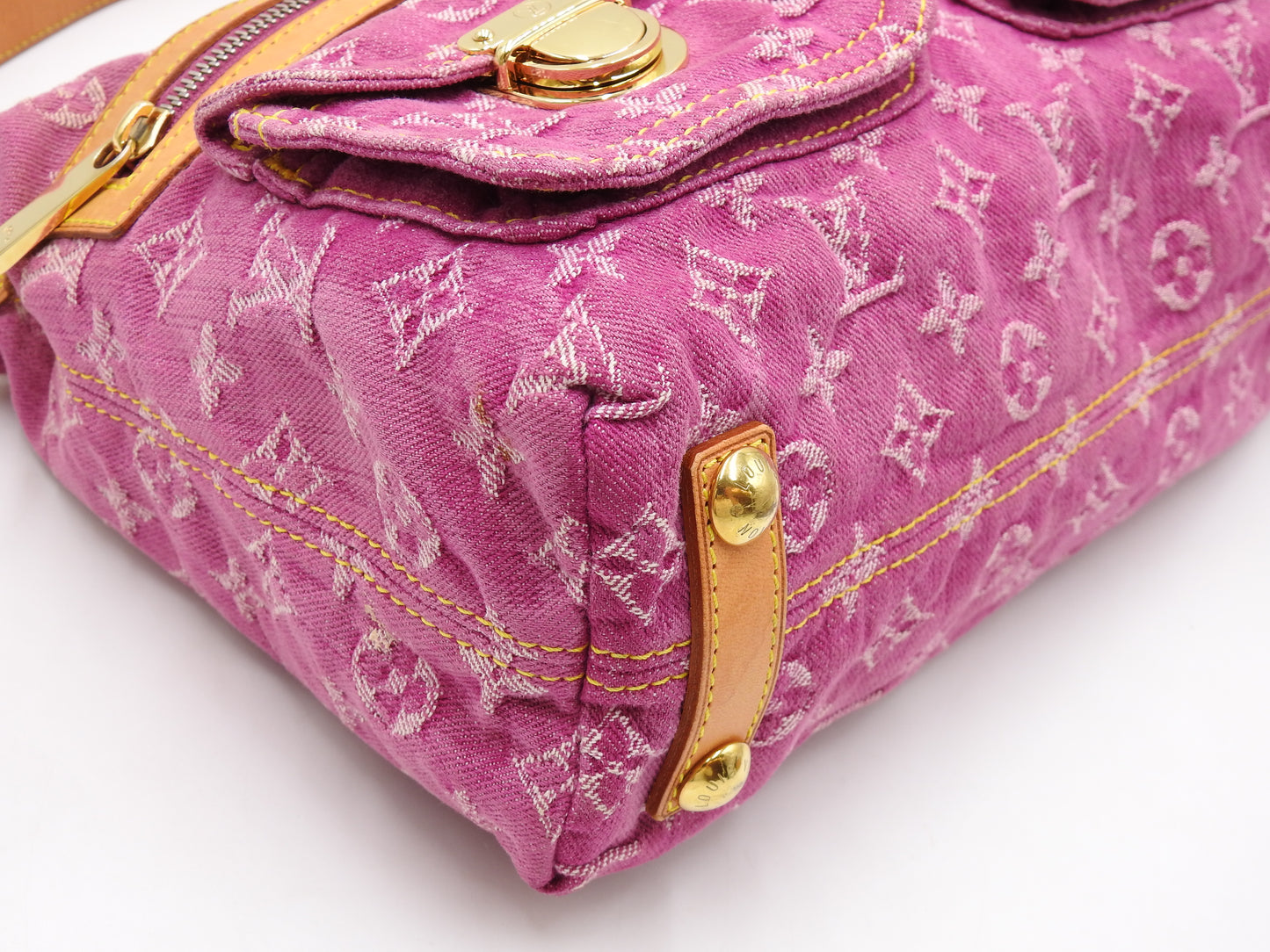 LOUIS VUITTON Baggy PM Monogram Denim Shoulder Bag Fuchsia Pink M95210
