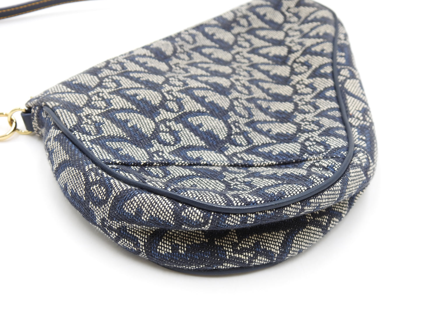 Christian Dior Trotter Saddle Pouch Shoulder Hand Bag Canvas Leather Navy