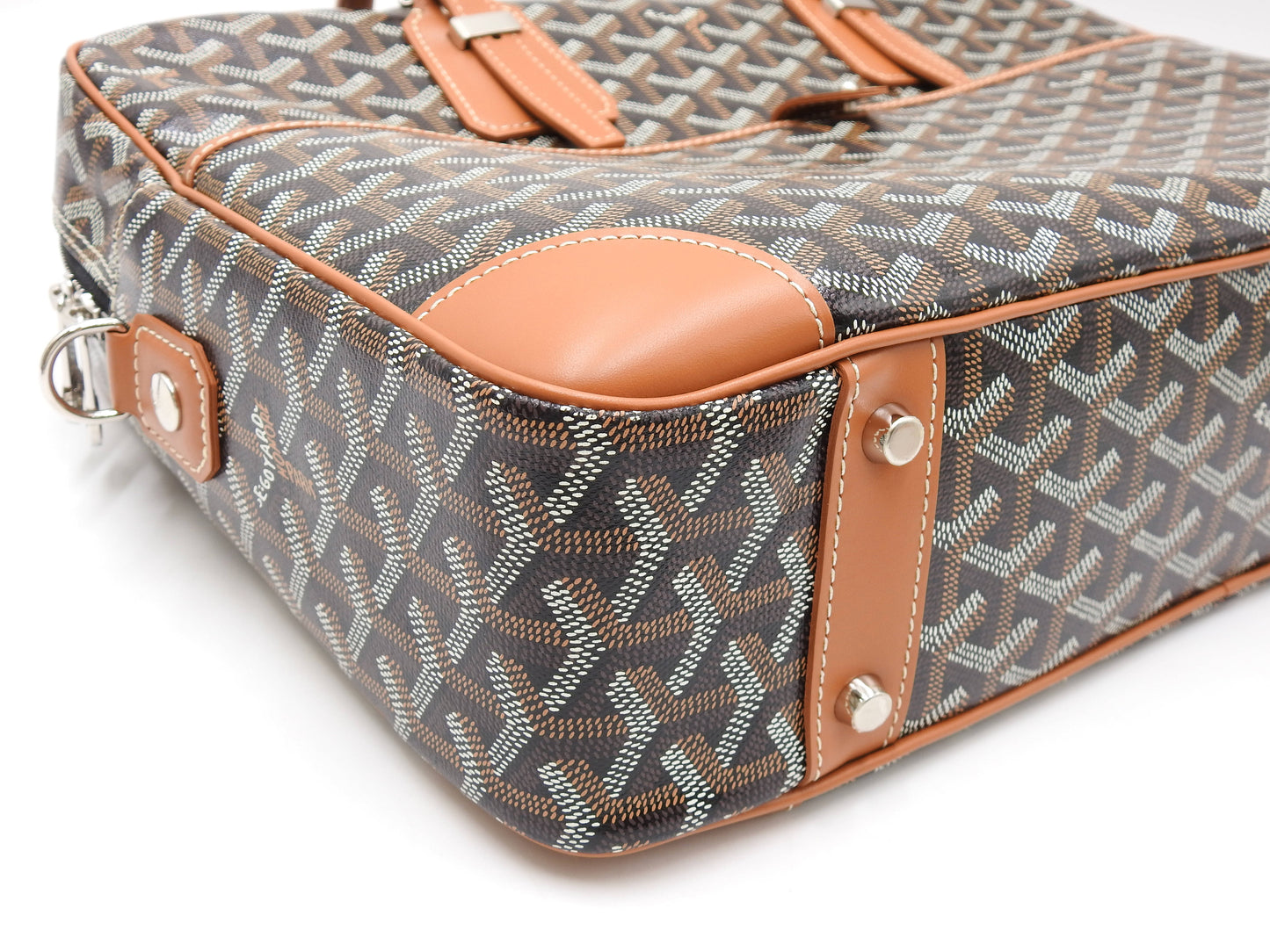 GOYARD AMBASSADE NV2 Business Bag PVC Canvas Leather Black Brown