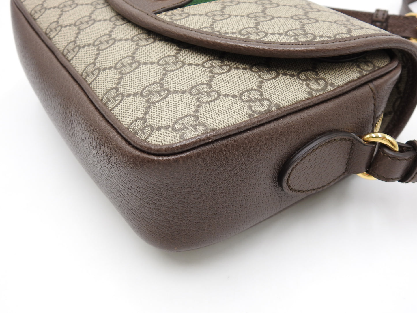 GUCCI GG Supreme Ophidia Web Messenger Shoulder Bag Beige Brown 722117