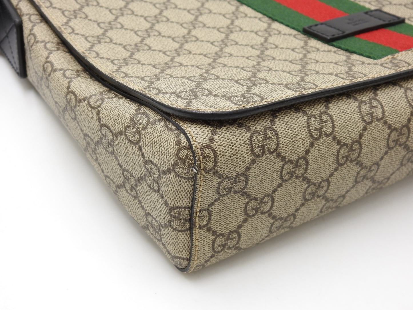 GUCCI GG Supreme Sherry Web Messenger Shoulder Bag Monogram Beige 475432