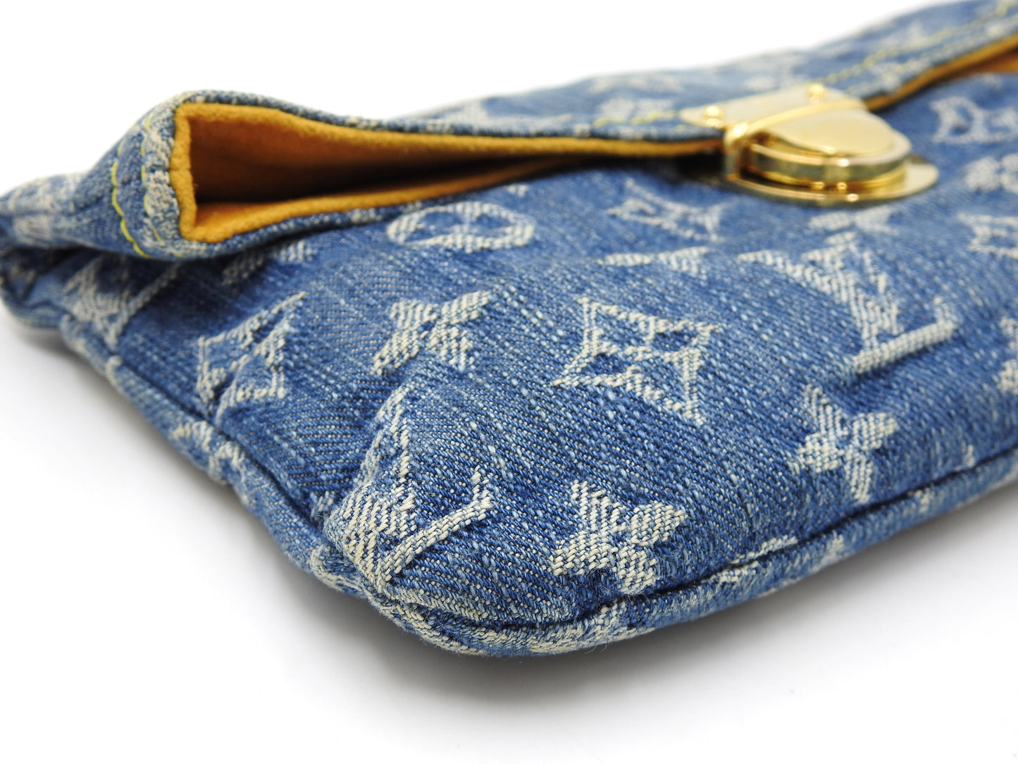 LOUIS VUITTON Monogram Denim Pochette Pratt Clutch Second Bag M95007