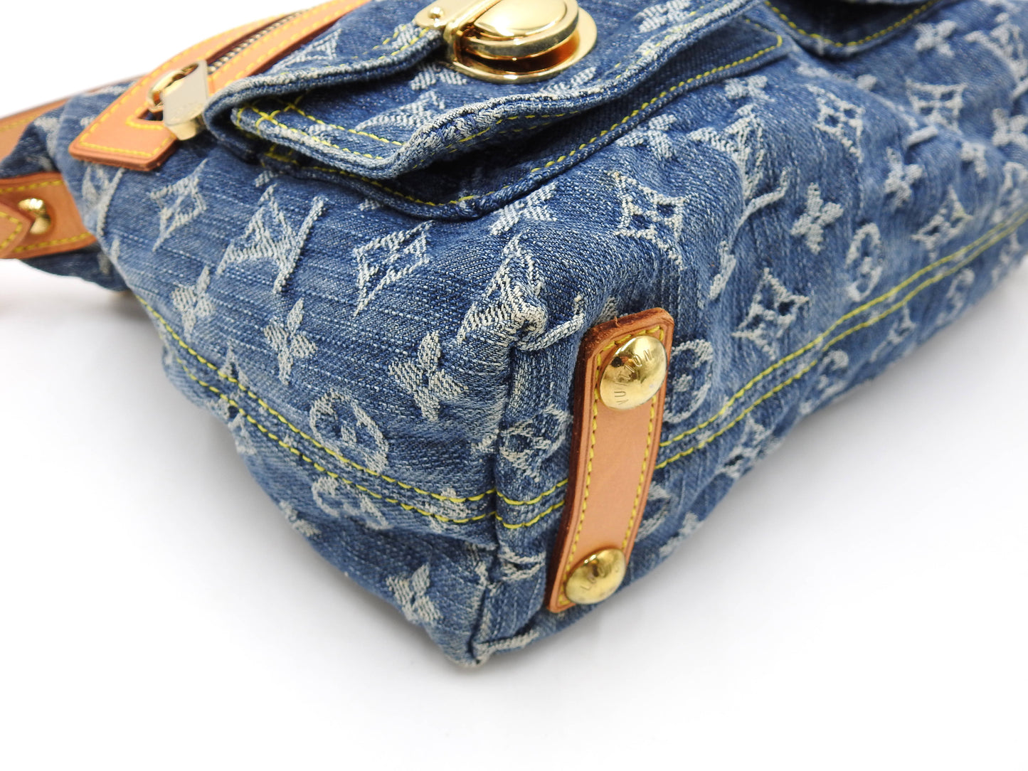 LOUIS VUITTON Baggy PM Monogram Denim Hand Bag Shoulder Bag Blue M95049