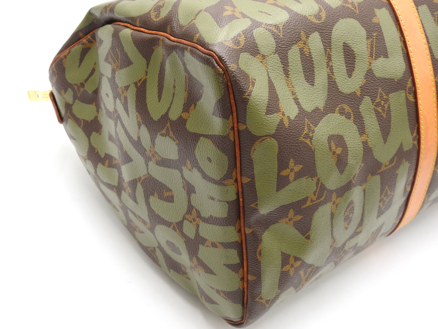 LOUIS VUITTON Monogram Graffiti Keepall 50 Boston Travel Bag Khaki M92196