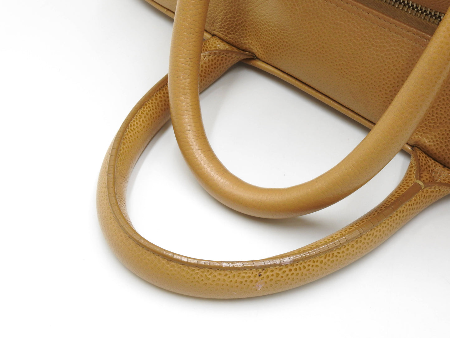 CHANEL Timeless CC Matelasse Boston Hand Bag Caviarskin Beige A20997