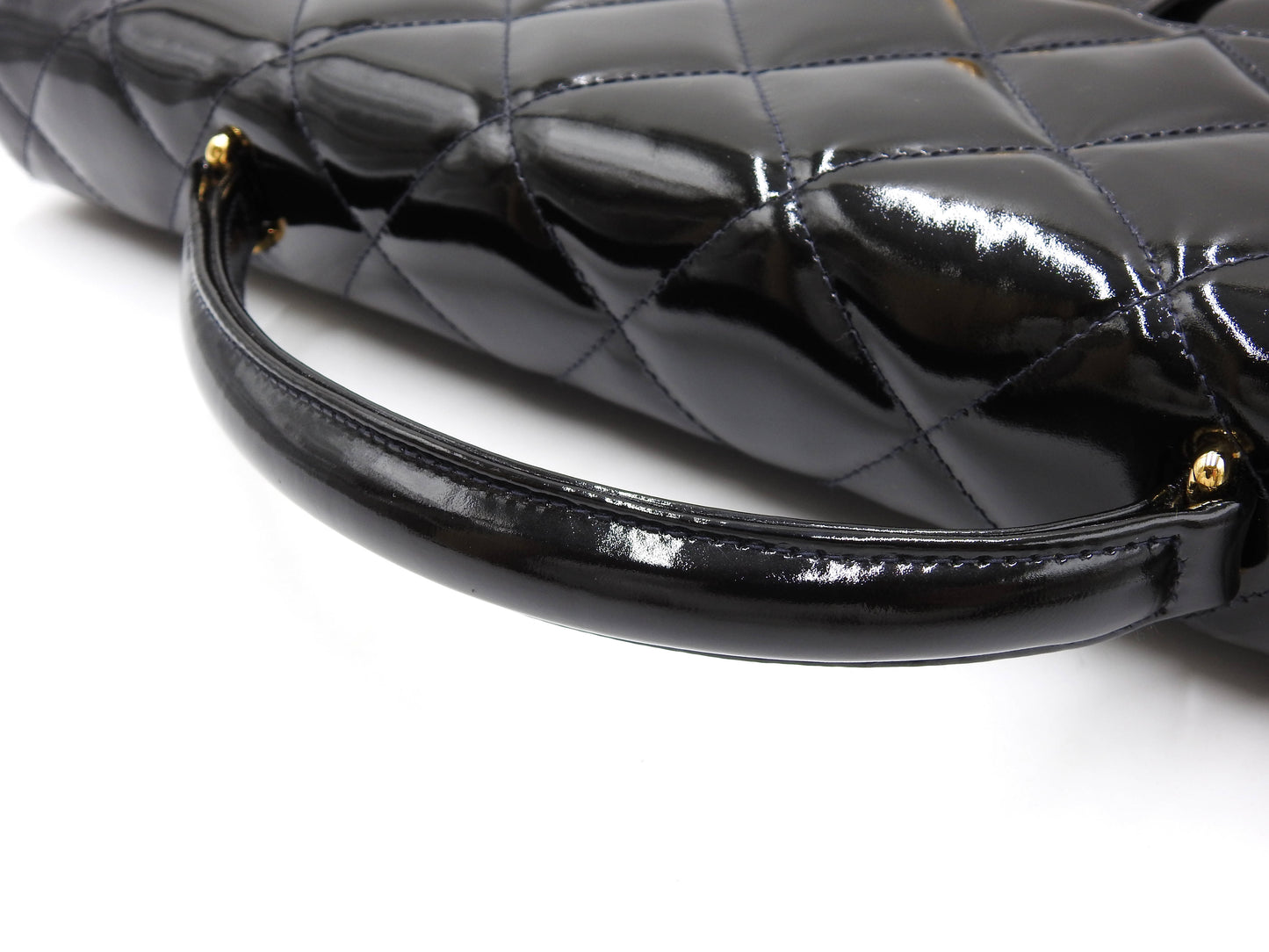 CHANEL CC Matelasse Briefcase Business Bag Enamel Patent Leather Black
