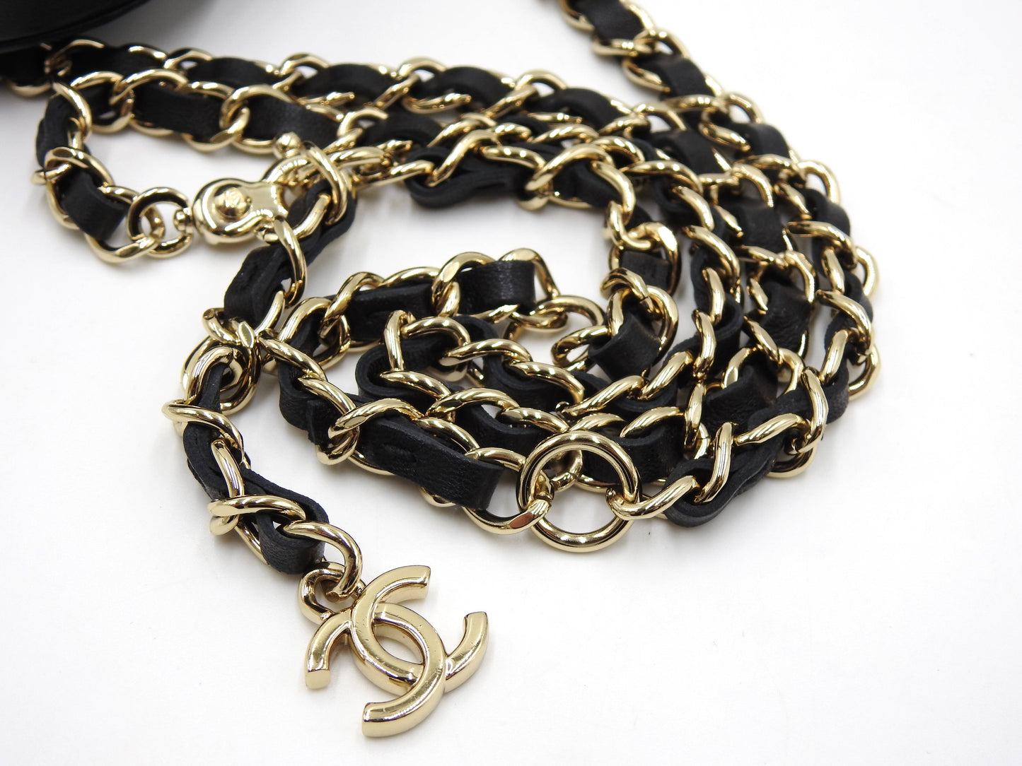 CHANEL CC in Love Heart Chain Waist Belt Bag Lambskin Black AP2787
