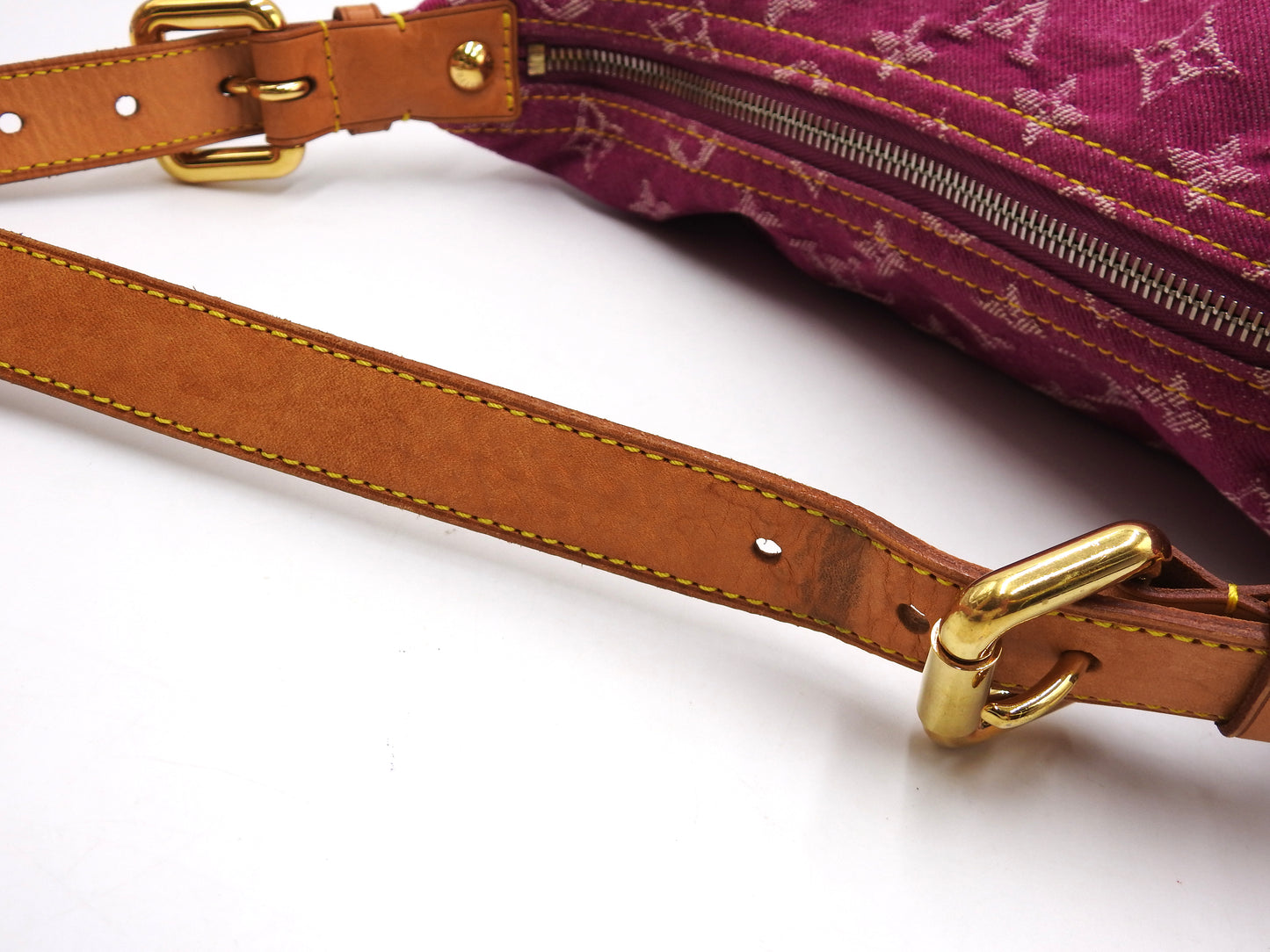 LOUIS VUITTON Baggy GM Monogram Denim Shoulder Bag Fuchsia Pink M95210