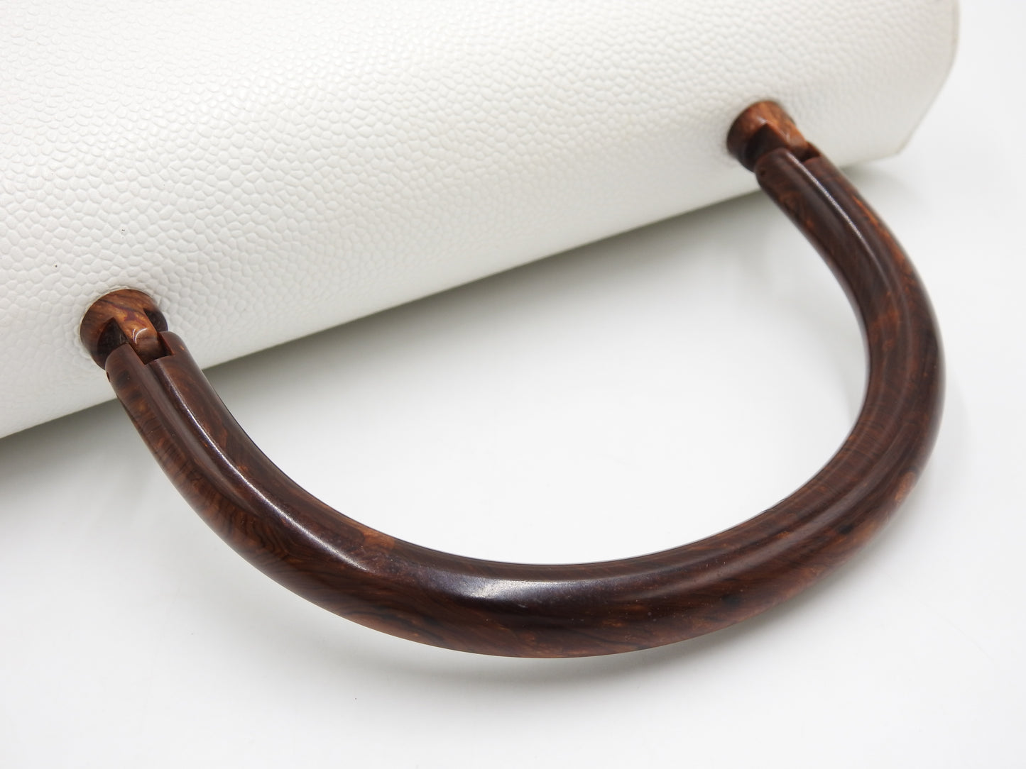 CHANEL CC Kelly Flap Wood Hand Bag Caviarskin Leather White
